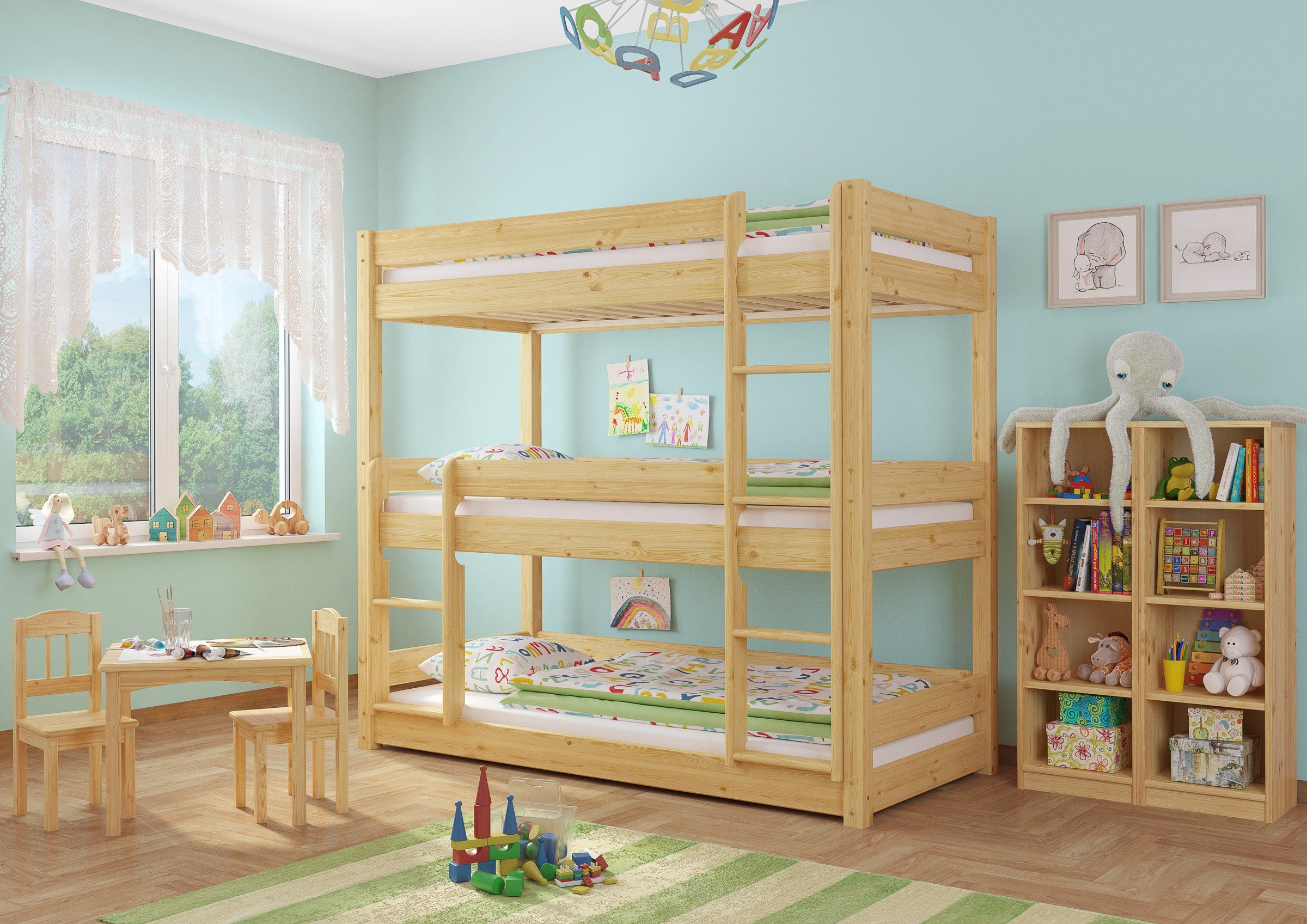 ERST-HOLZ Etagenbett Dreier Etagenbett für Erwachsene günstig online kaufen