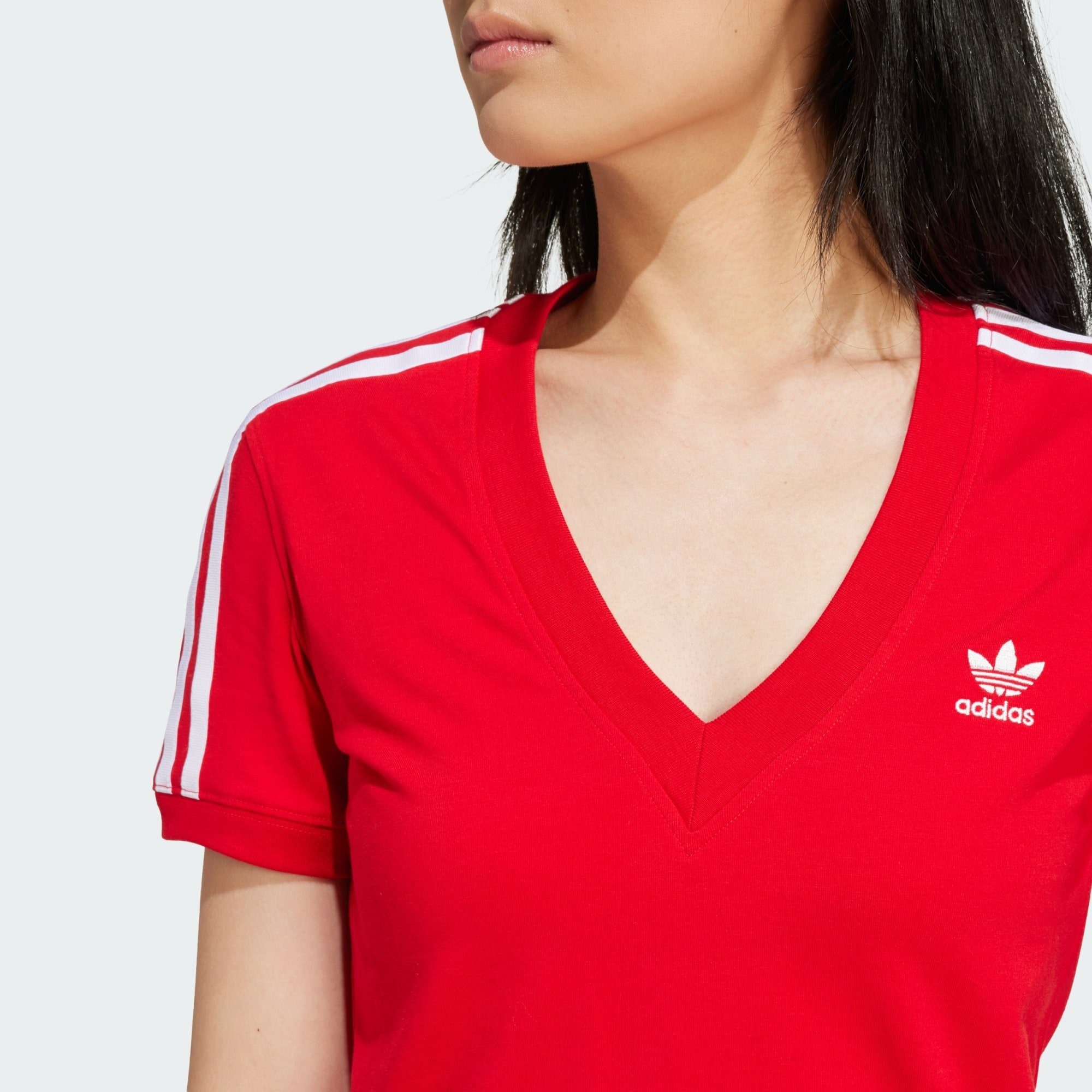 adidas Originals T-Shirt 3-STREIFEN V-NECK Scarlet SLIM T-SHIRT Better