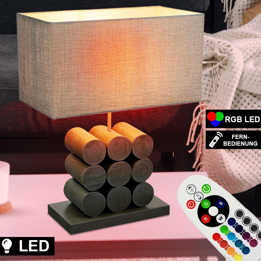 Lampe dimmbar Leuchtmittel inklusive, Farbwechsel, Tischleuchte, Tisch etc-shop Holz LED Lese Leuchte Schreib Fernbedienung Warmweiß, Nacht