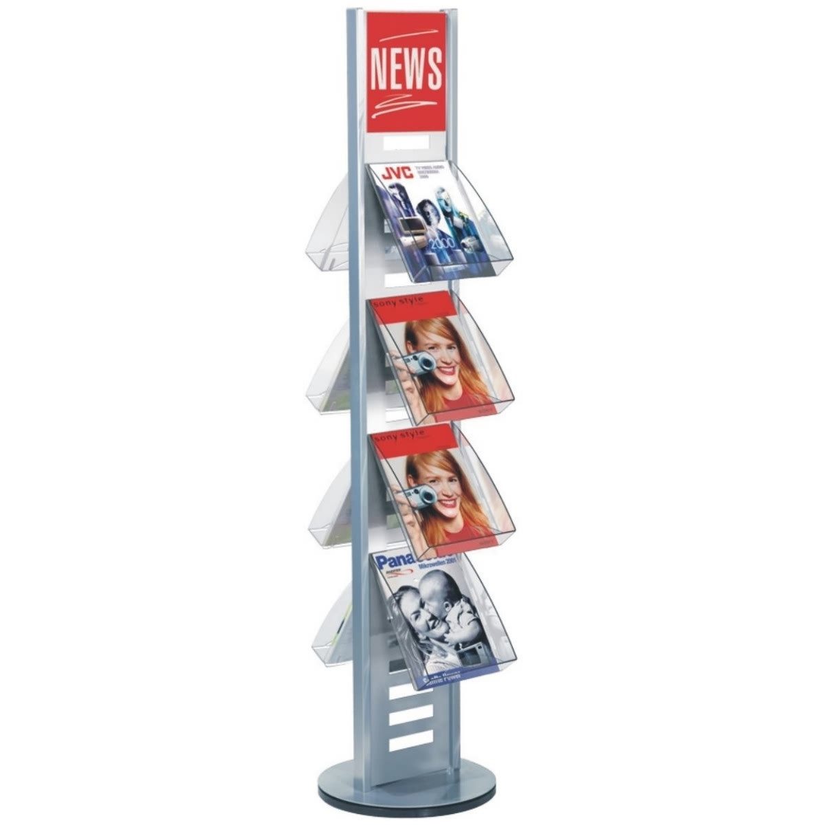 Stehsammler Prospektständer tec-art premium BxH 54x171cm A4 ohne Fächer alusilber