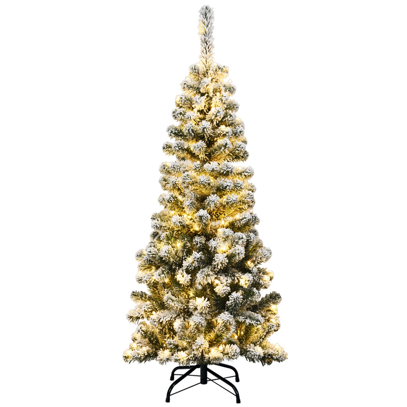 COSTWAY Künstlicher Weihnachtsbaum, 135cm, 150 warmweiße LEDs, 242 PVC Nadeln