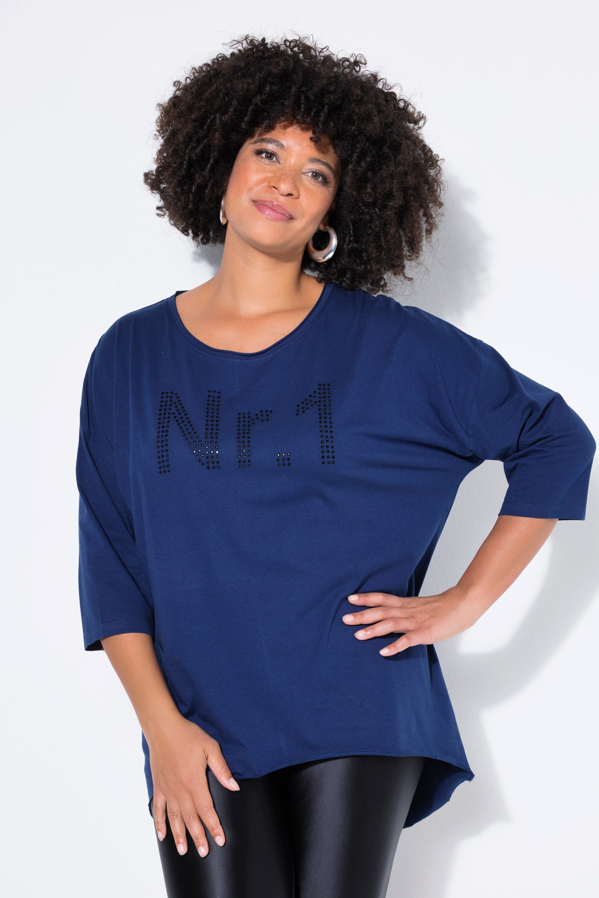 Longshirt Longshirt oversized "No.1"-Motiv aus Ziersteinchen
