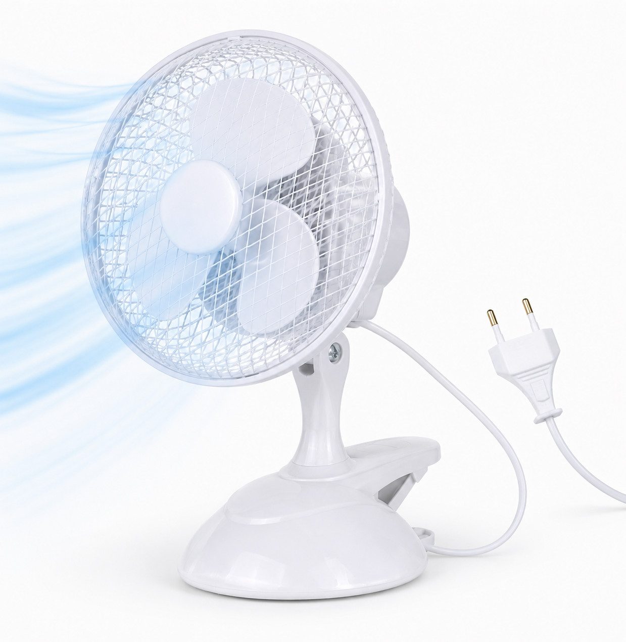 TK Gruppe Tischventilator Tischventilator leise 90° Schwenkfunktion – Tragbar 3 Stufen