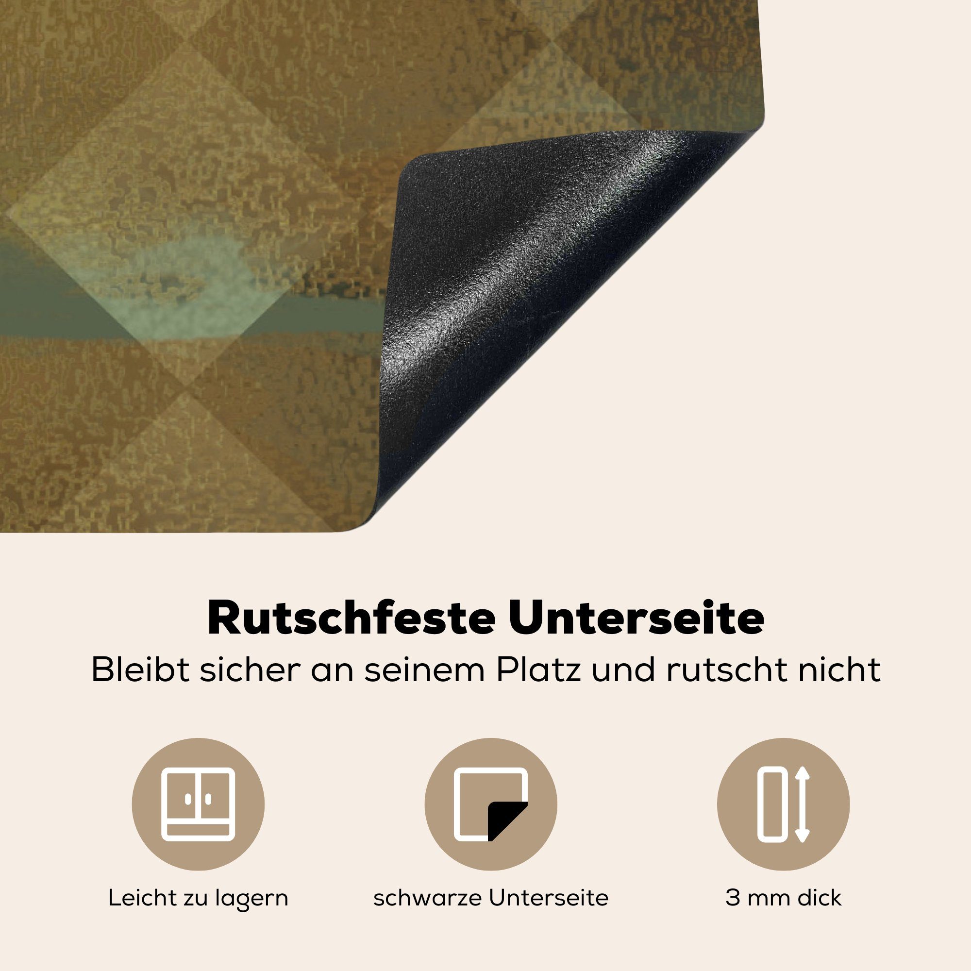 tlg), cm, Ceranfeldabdeckung Gold Block, Herdblende-/Abdeckplatte Muster - für die MuchoWow - (1 küche, 81x52 Induktionskochfeld Schutz Vinyl,