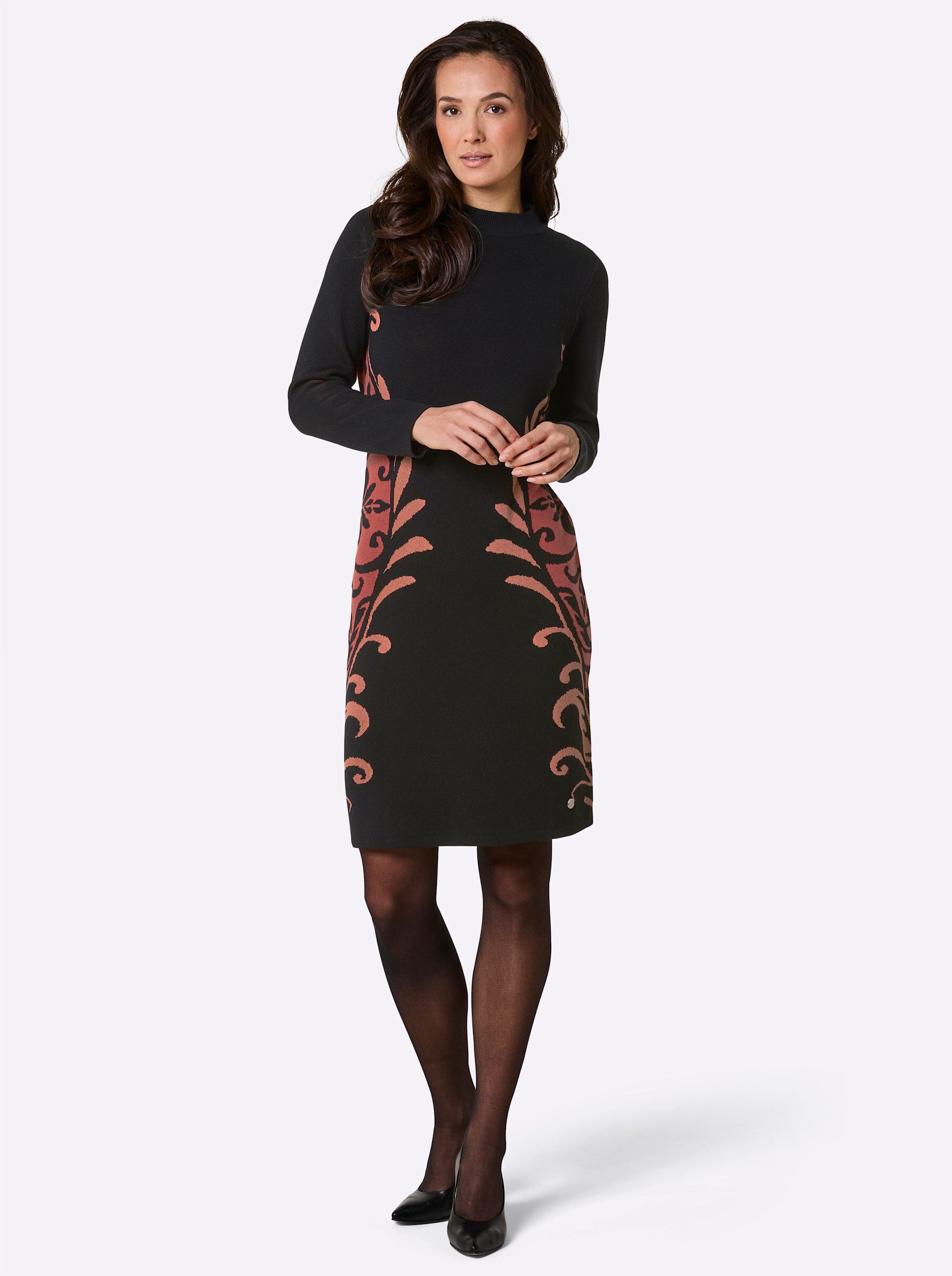 creation L Strickkleid Merino-Lyocell-Strickkleid Langarm Feinstrick