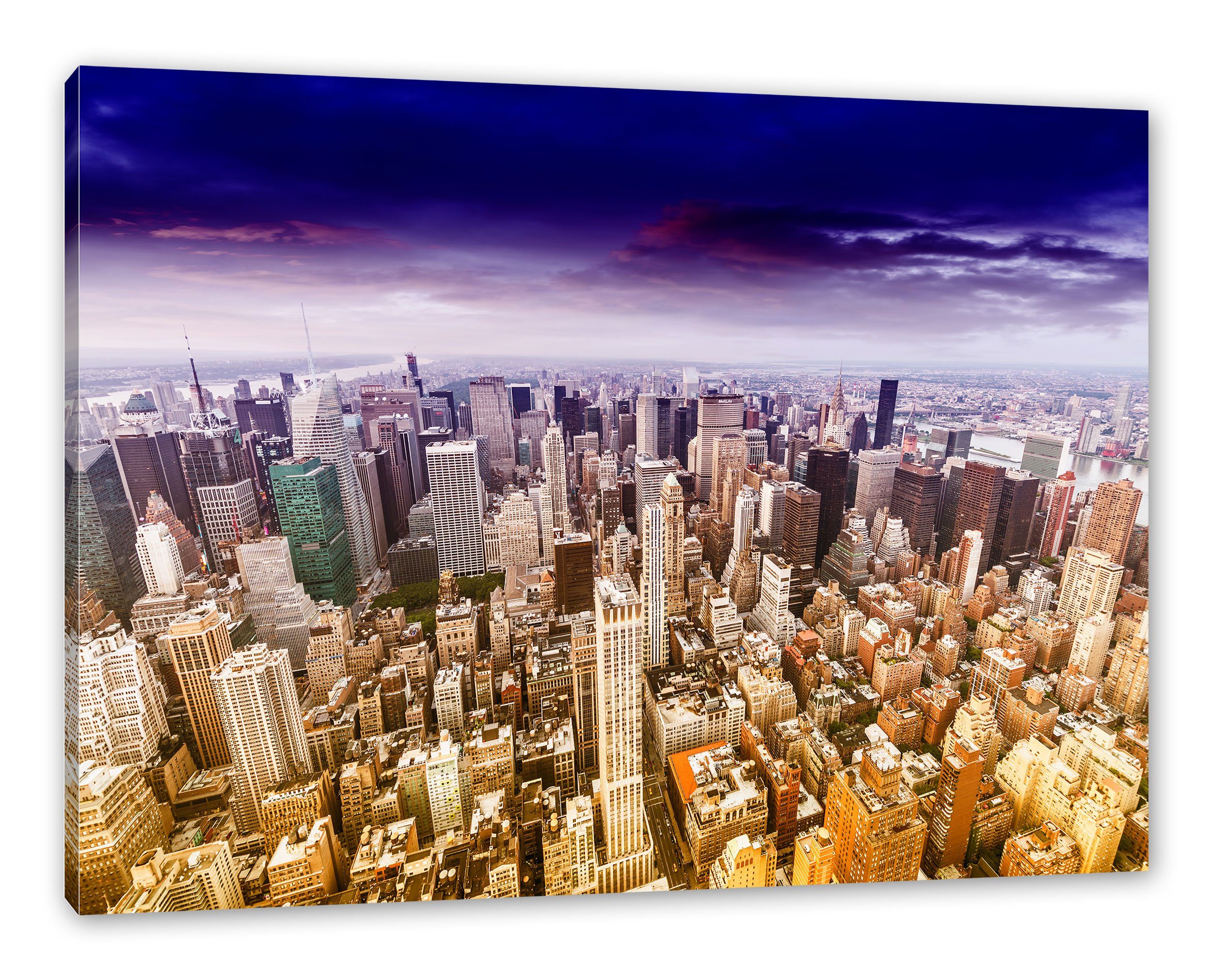 Leinwandbild inkl. Zackenaufhänger Leinwandbild New fertig Skyline (1 New York St), bespannt, York, Pixxprint Skyline