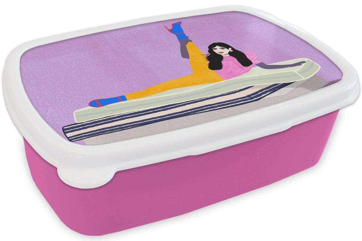 (2-tlg), Vintage Pastell, Kunststoff, MuchoWow für Kunststoff Lunchbox Brotdose - - Kinder, Snackbox, Mädchen, Frau Erwachsene, Brotbox rosa