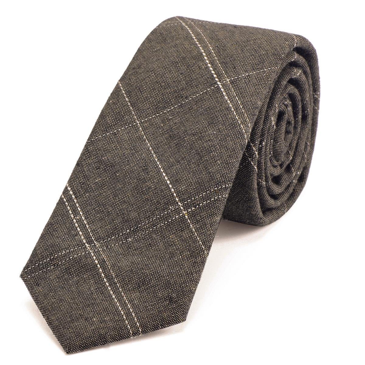6 gestreift, Krawatte Krawatte DonDon festliche oder Veranstaltungen cm für 1x Krawatte) gestreift Herren oder kariert Baumwolle, braun Büro (Packung, 1-St.,