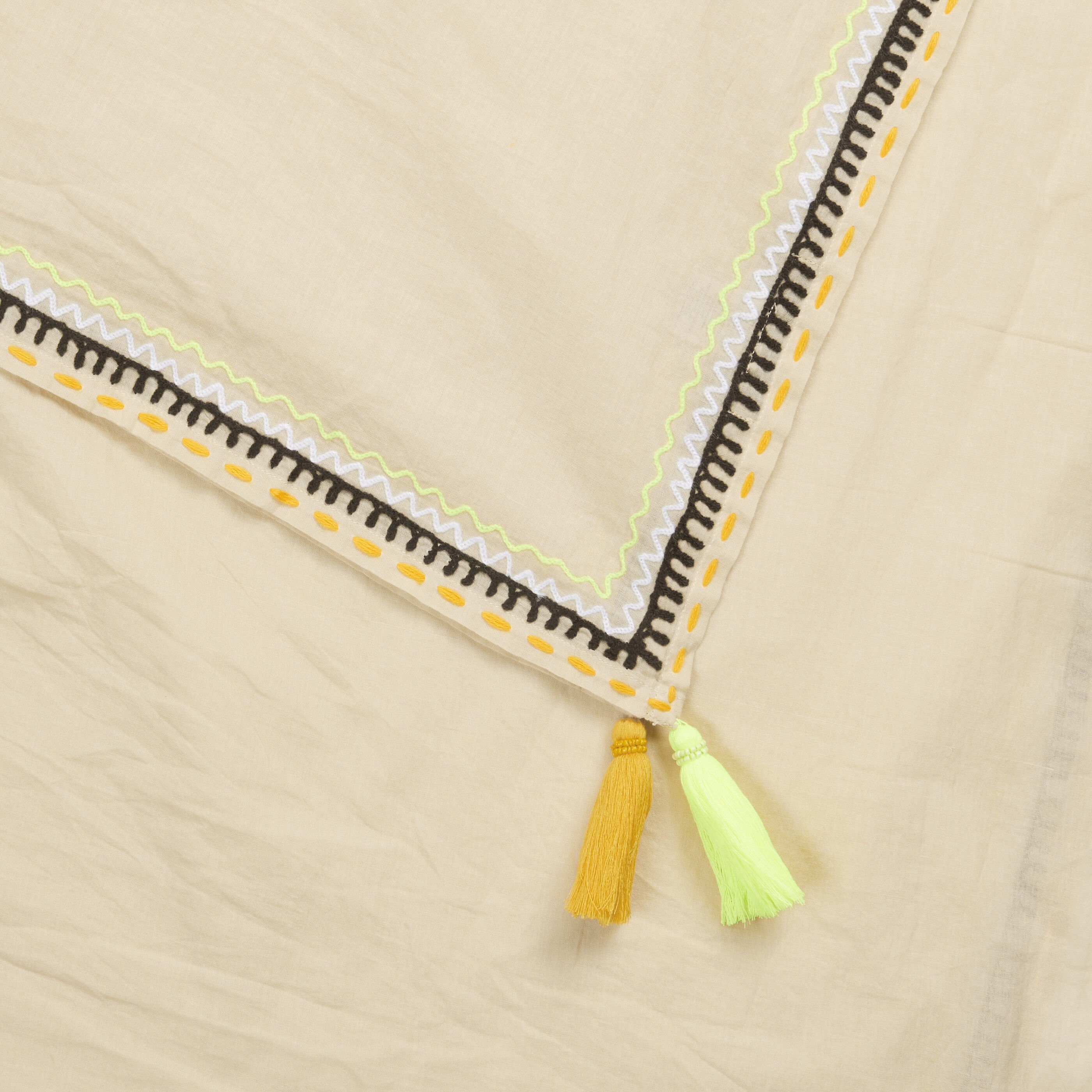 Pareo beige aus Modeschal mit Codello Trend-Tasseln Bio-Baumwolle zertifizierter