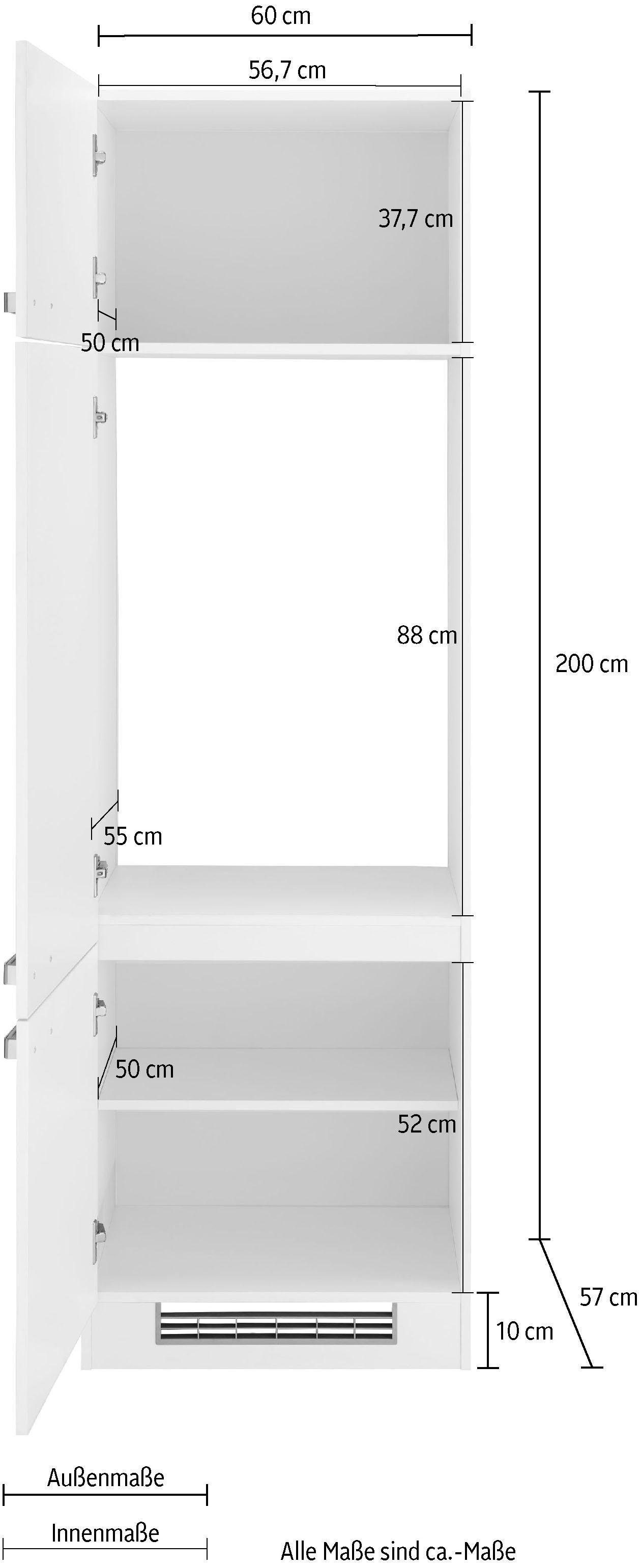 wiho 60 breit weiß/weiß Küchen Kühlumbauschrank cm Husum