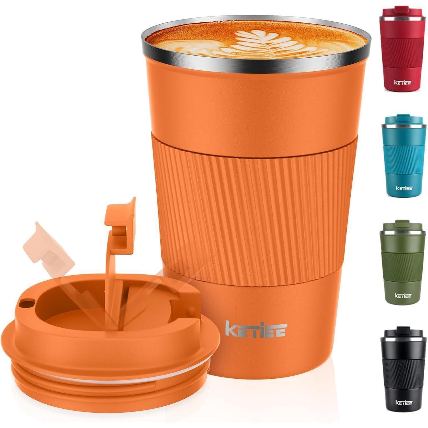 LuxusKollektion Coffee-to-go-Becher Kaffeebecher Thermobecher 380ml A-orange Braun-380ml 380ml
