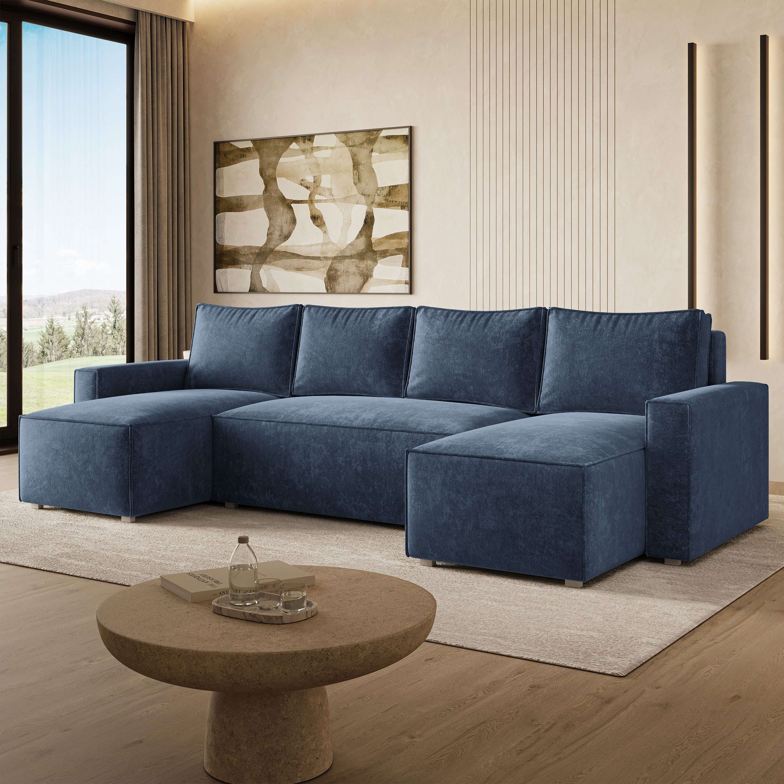 Masseno Ecksofa ASPRA mit Schlaffunktion U-Form, Sofa mit Bettkasten