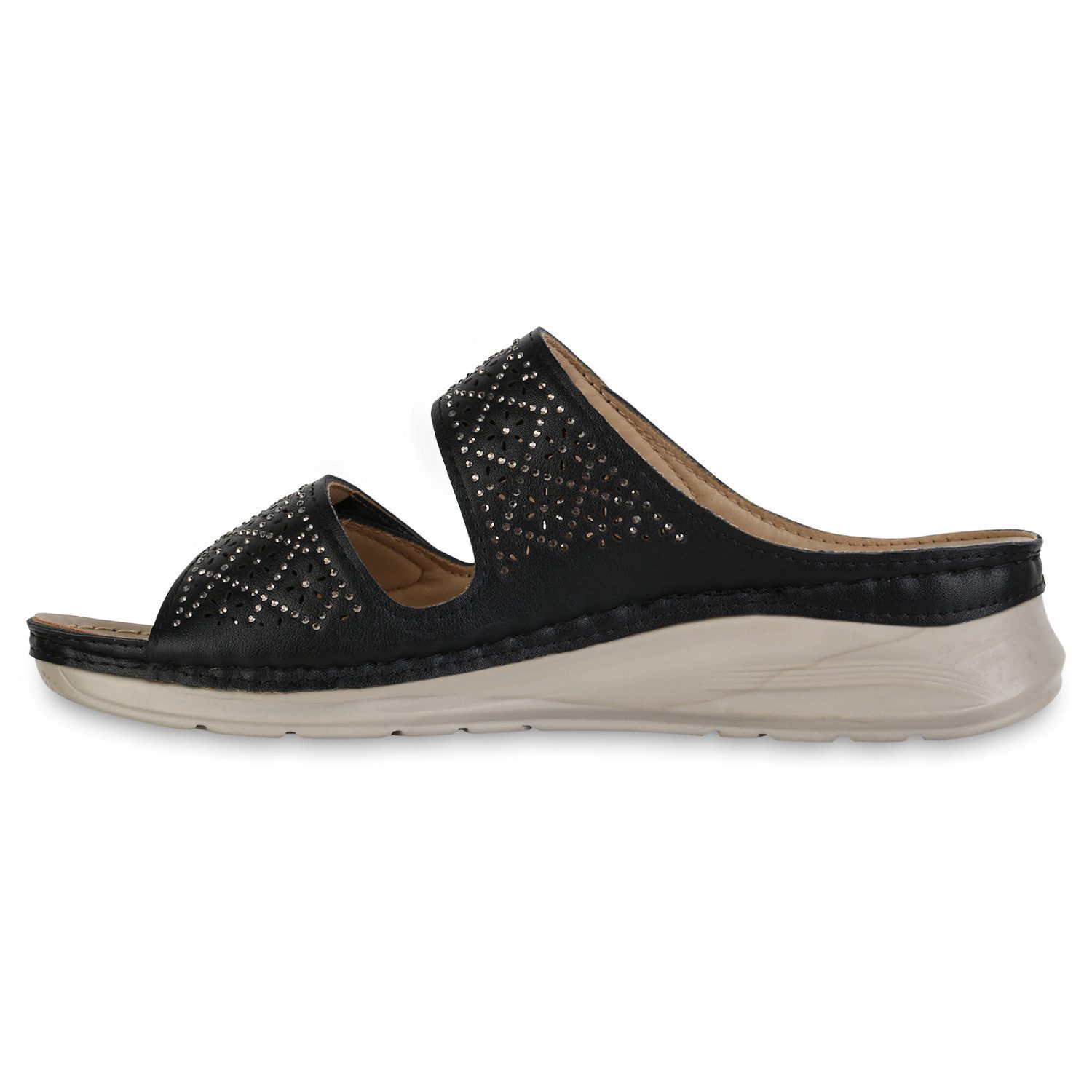 VAN HILL 841605 Sandale Damen Komfort Sandalen Bequeme Strass Cut-Outs Frei günstig online kaufen