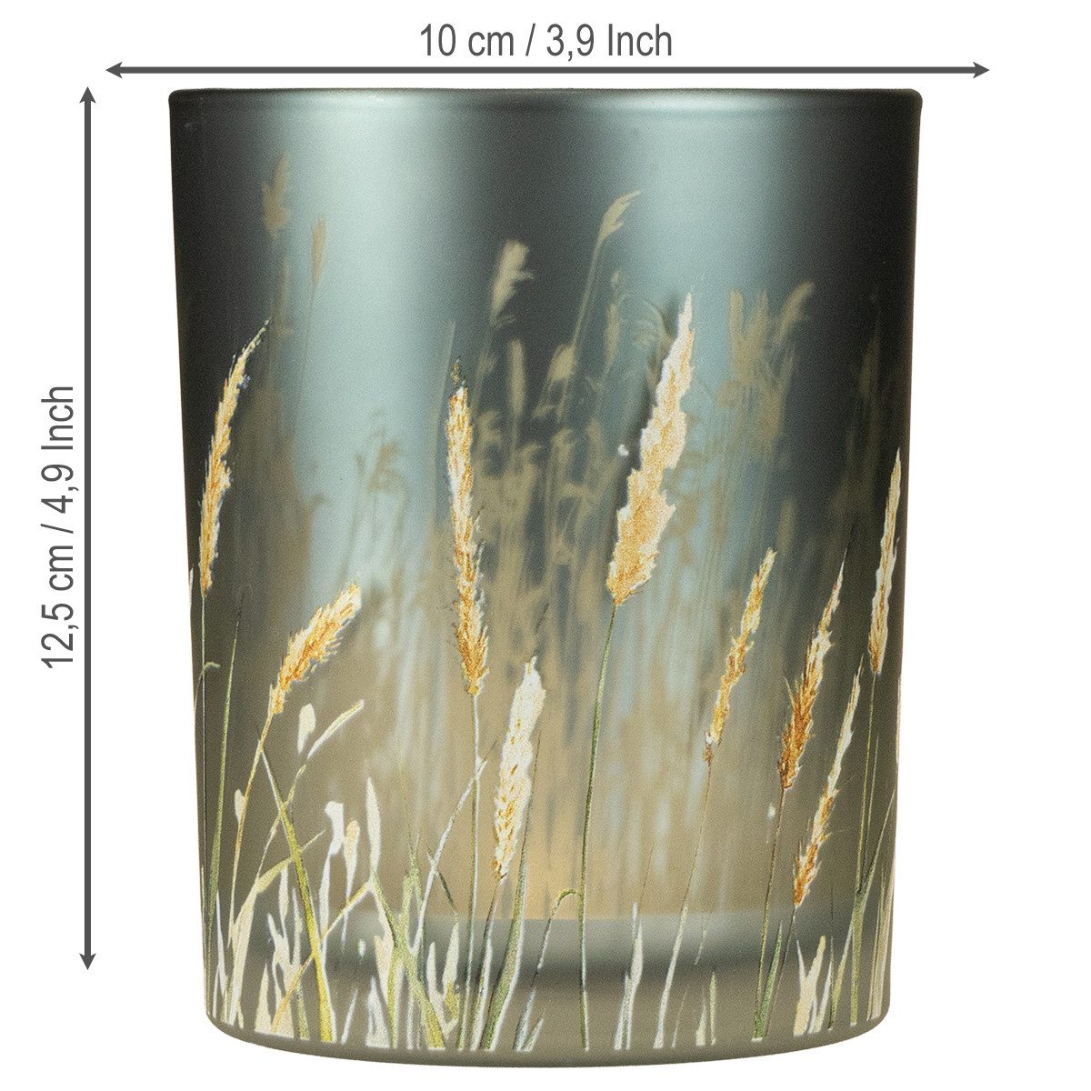 Florists Products Windlicht Stimmungsvolles Glaswindlicht mit filigranem Gräserdesign für, 2 Stück