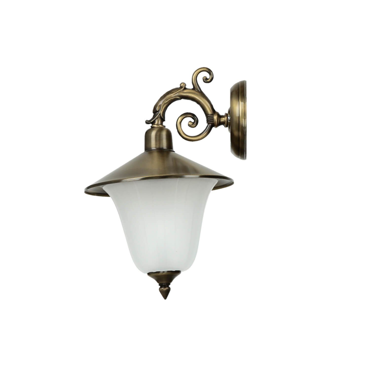 Außen-Wandleuchte Balkon Riffelglas antik Schirm Messing Leuchtmittel, Premium Lampe ohne Außenwandleuchte ANDROS, Licht-Erlebnisse