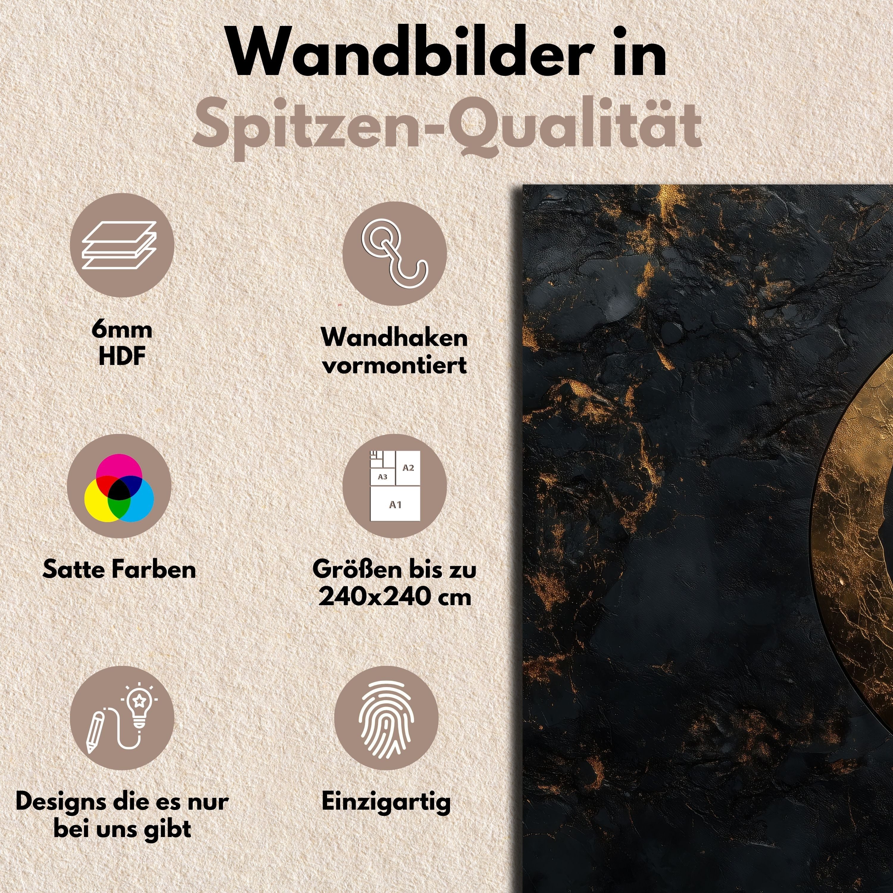 DARO Design Leinwandbild Modern Abstrakt Wandbilder XXL Wandbild Wand Deko Leinwand Bilder, (Goldene Erde - Bild groß Wohnzimmer Schlafzimmer Küche Esszimmer Einteilig Querformat Fotodruck Leinwände Wanddeko Abstrakte Kunst Boho), 30x20 cm