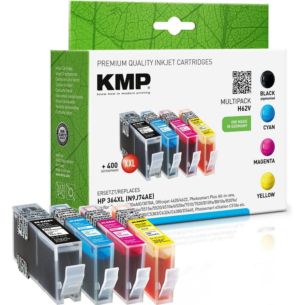 KMP 1 Tinten-Set H62V ERSETZT 364XL - BK/C/M/Y Tintenpatrone (4 Farben) schwarz, cyan, magenta, gelb