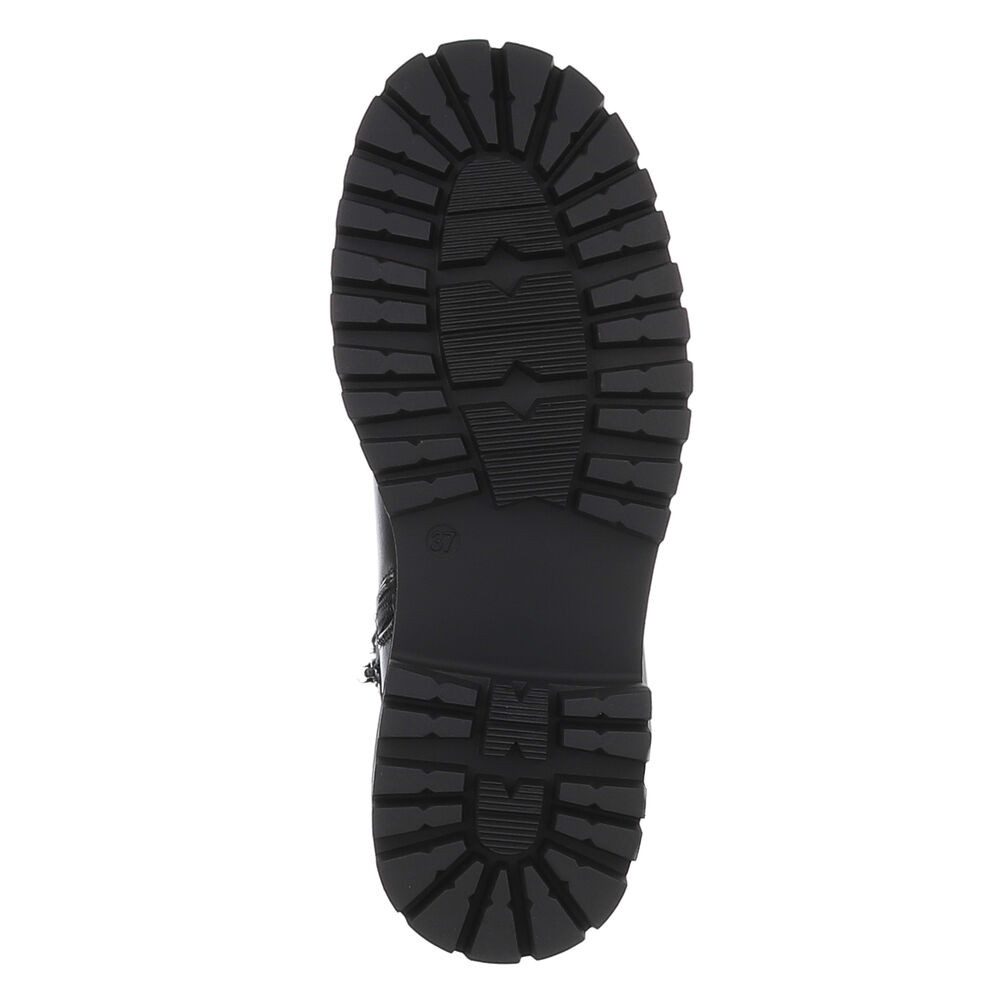 Ital-Design Stylische Ankle-Boots mit Schnalle für Damen, vielseitig Plateaustiefelette (90514920) Blockabsatz Stiefeletten in Schwarz