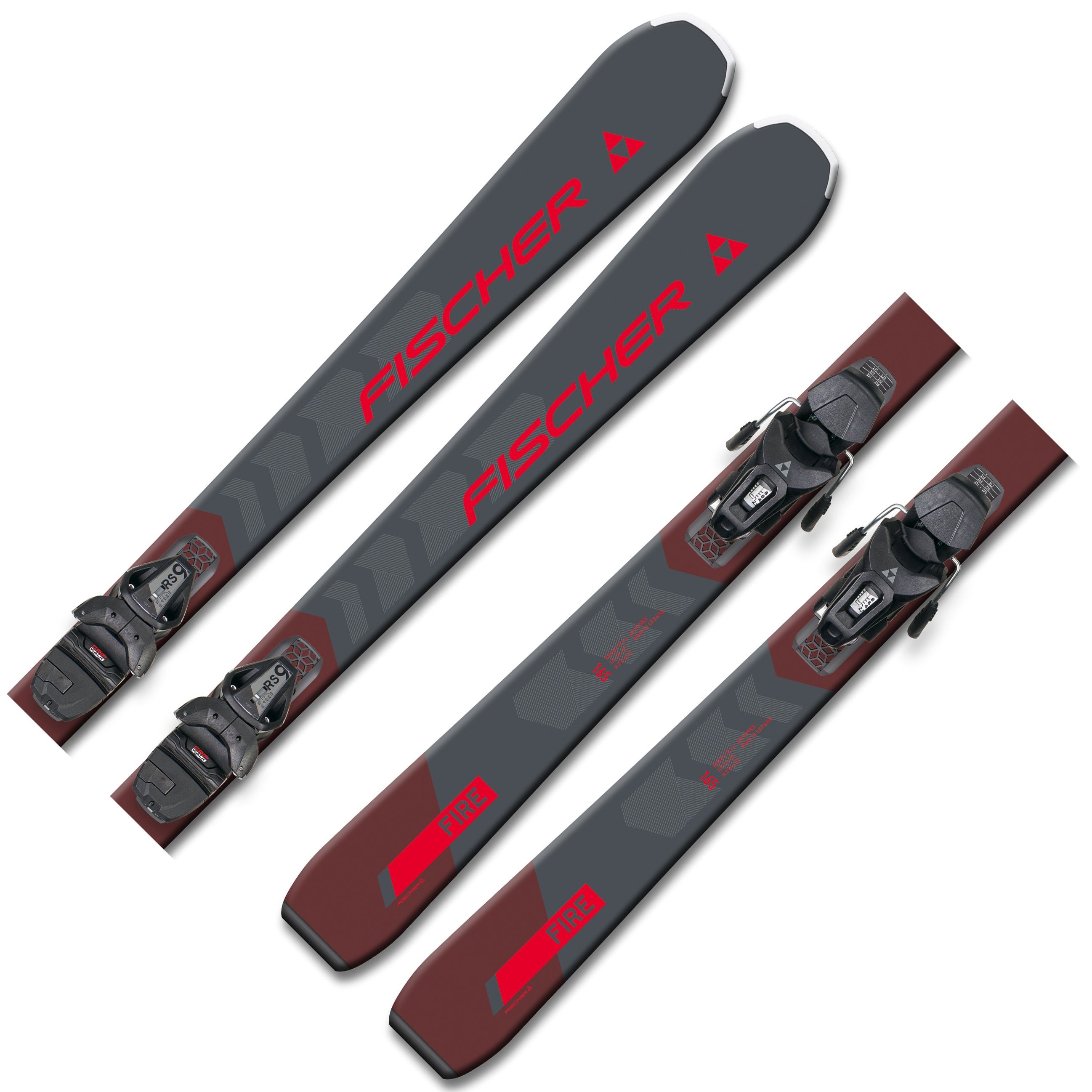 Fischer Sports GmbH Ski RC Fire SLR On-Piste-Rocker, Bindung RS9 SLR Z2,5-9 Alpinski inkl. Skitasche
