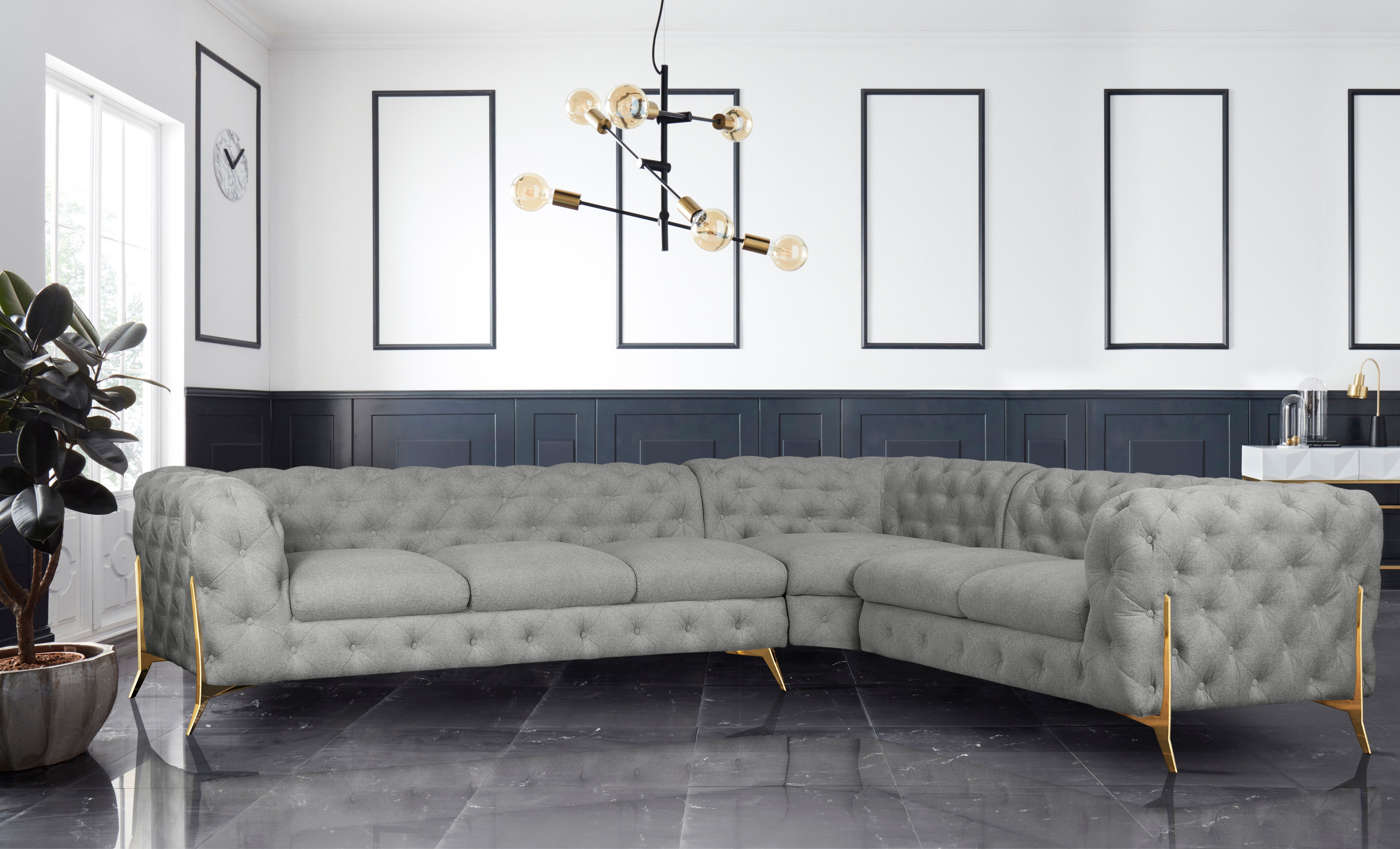 Leonique Chesterfield-Sofa Amaury L-Form, großes Ecksofa, günstig online kaufen