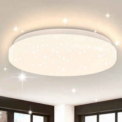 ZMH LED Deckenleuchte Klein Sternenhimmel Schlafzimmer Whonzimmer, LED fest integriert, Warmweiß, Rund, 15W, 3000K, Ø20,5cm