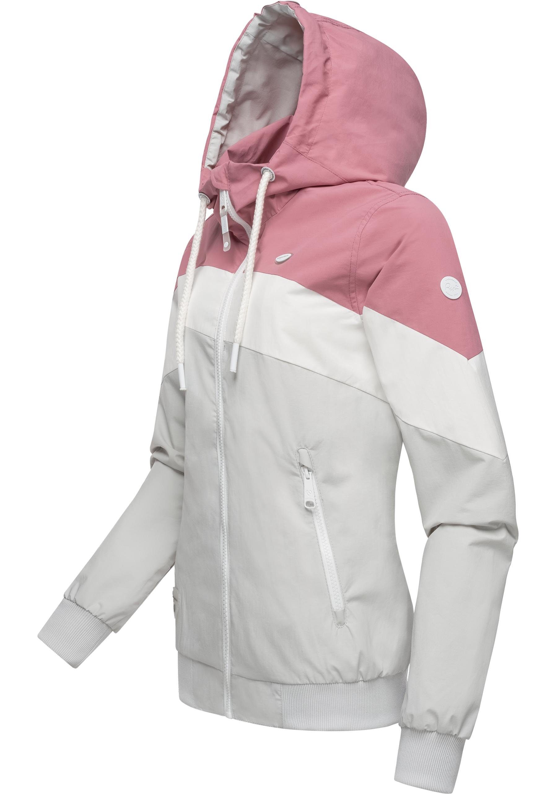 altrosa stylische Block Ragwear Nuggie großer Übergangsjacke mit Funktionsjacke Kapuze