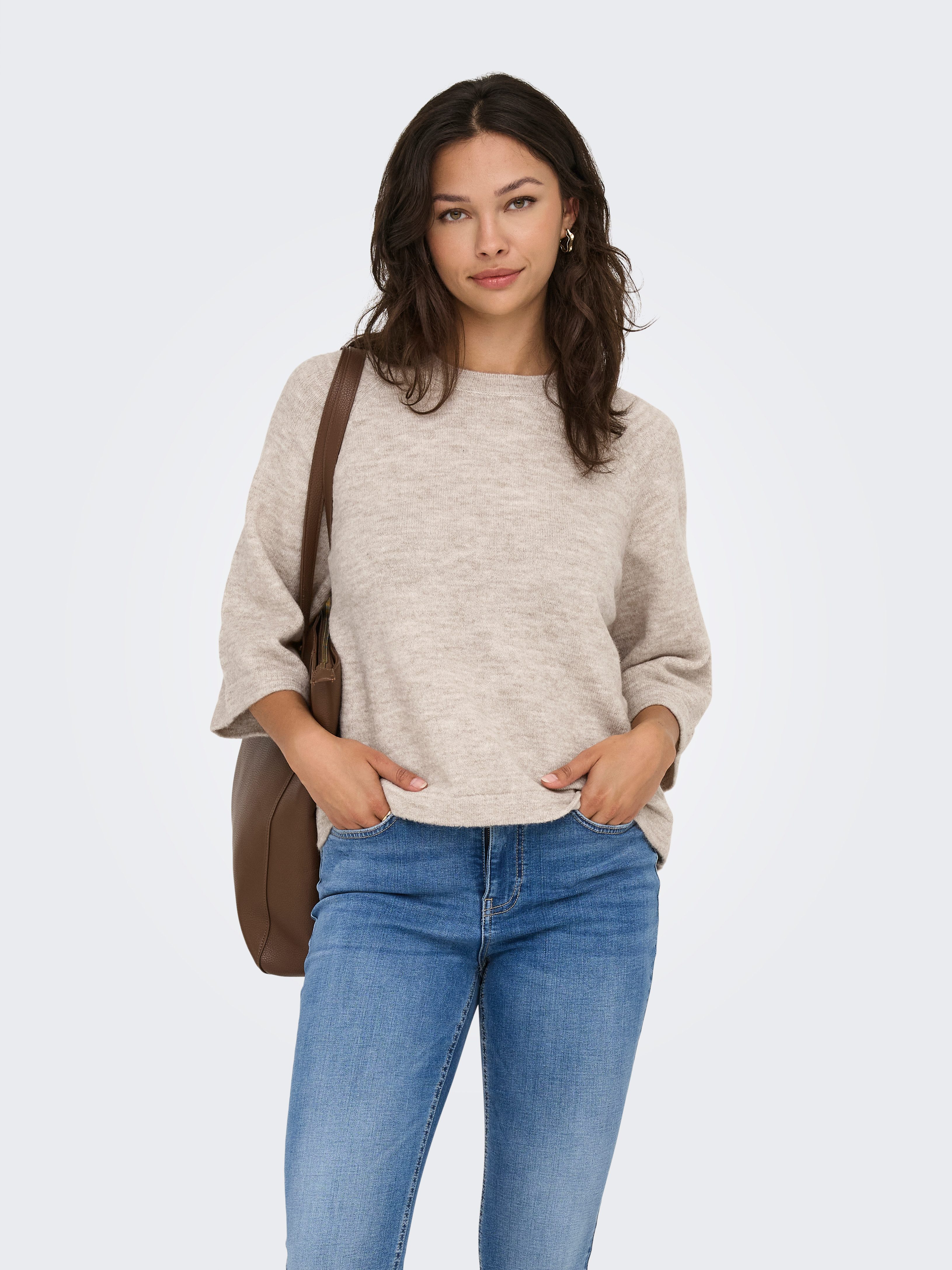 ONLY Strickpullover ONLSIMONI 3/4 PULLOVER KNT NOOS Materialmix, regular fit