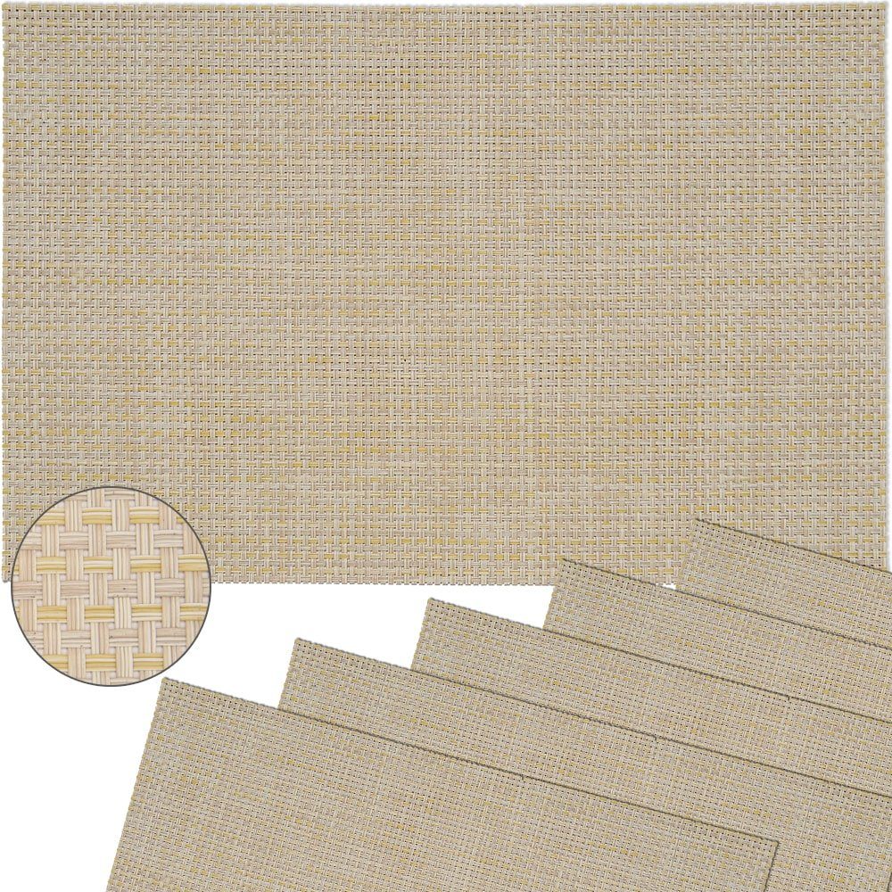 matches21 HOME & HOBBY Platzset Tischset ELEGANCE beige 6er Tischunterlage als Tischdeko, (6-St), modernes Esstisch Platzdeckchen als abwaschbarer Tischuntersetzer