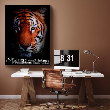 wandmotiv24 Leinwandbild Tiere, Hochformat, Tiger & Charaktereigenschaften, Tiere (1 St), Wandbild, Wanddeko, Leinwandbilder in versch. Größen