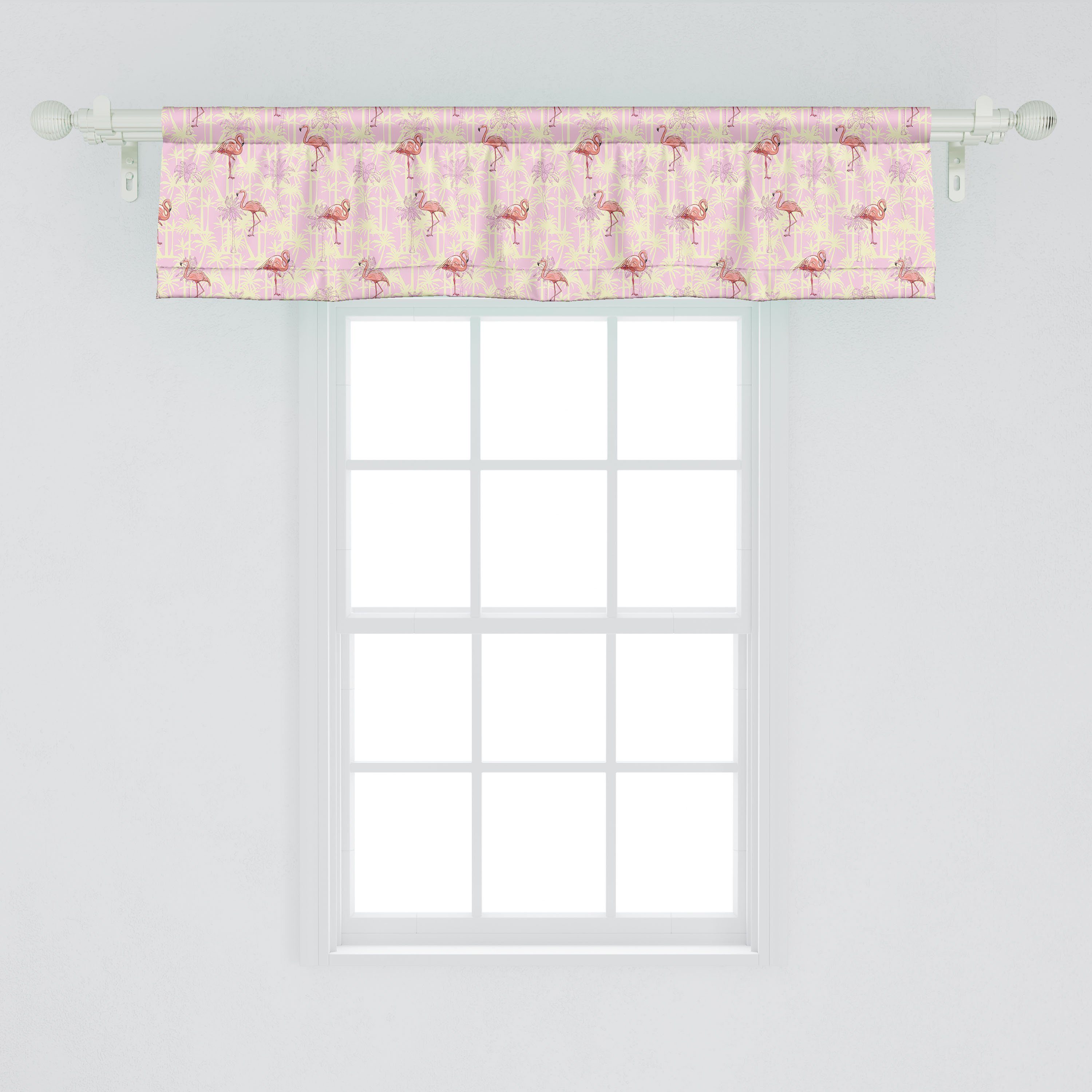 Flamingo für Abakuhaus, Vorhang Schlafzimmer Tropisch Volant Küche Scheibengardine Stangentasche, Vogel Dekor Hohe Microfaser, mit