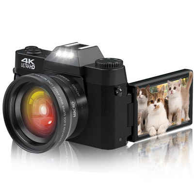 OKA 4K Ultra HD R10 Digitalkamera Systemkamera Kompaktkamera (48 MP, 16x opt. Zoom, WLAN (Wi-Fi), 3.0 Zoll 180-Grad-Drehung Flip-Screen Fotoapparat für Anfänger)
