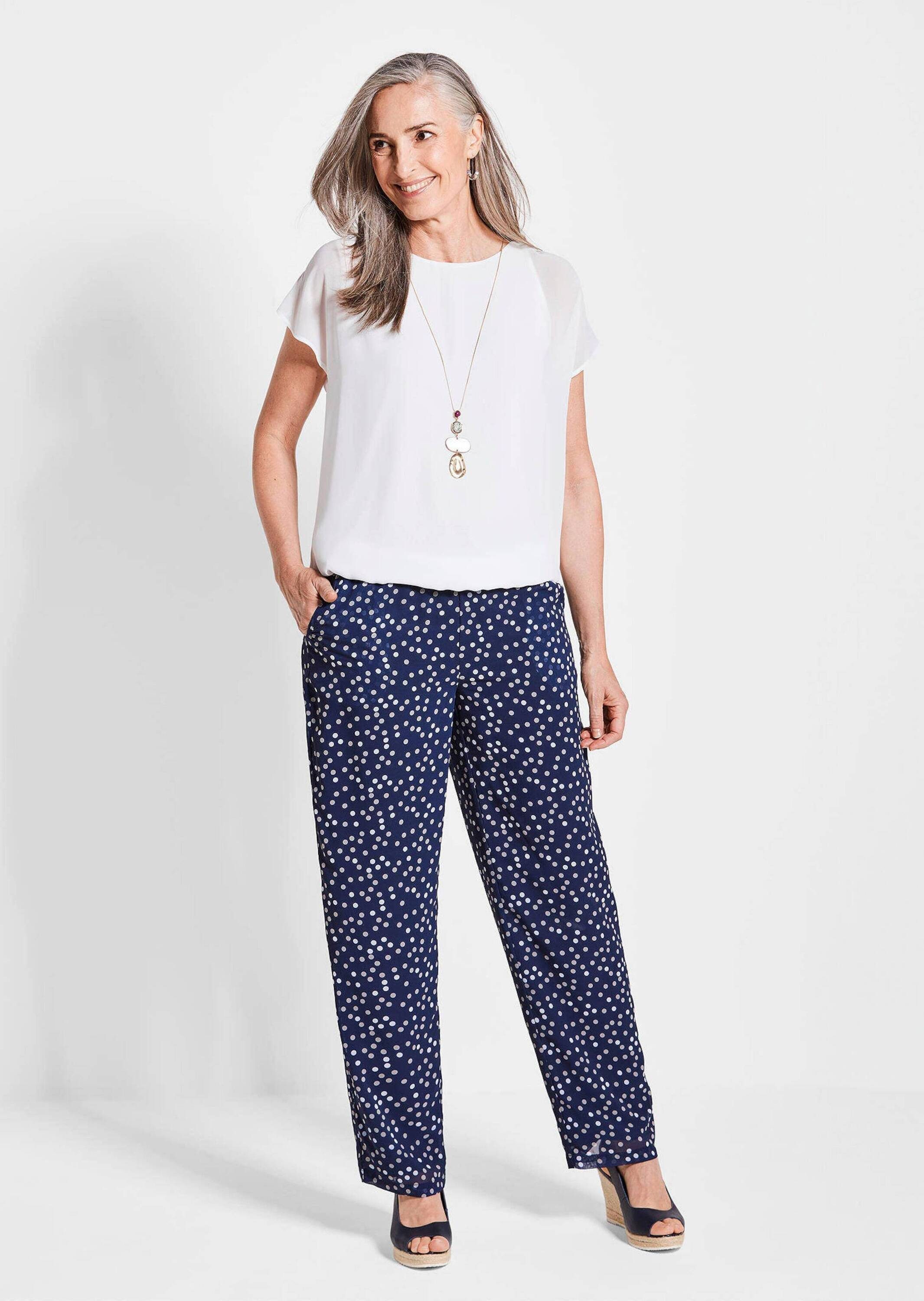 GOLDNER Shirtbluse Kurzgröße: Luftige Bluse mit Chiffon, Kurzarm Semitransp günstig online kaufen