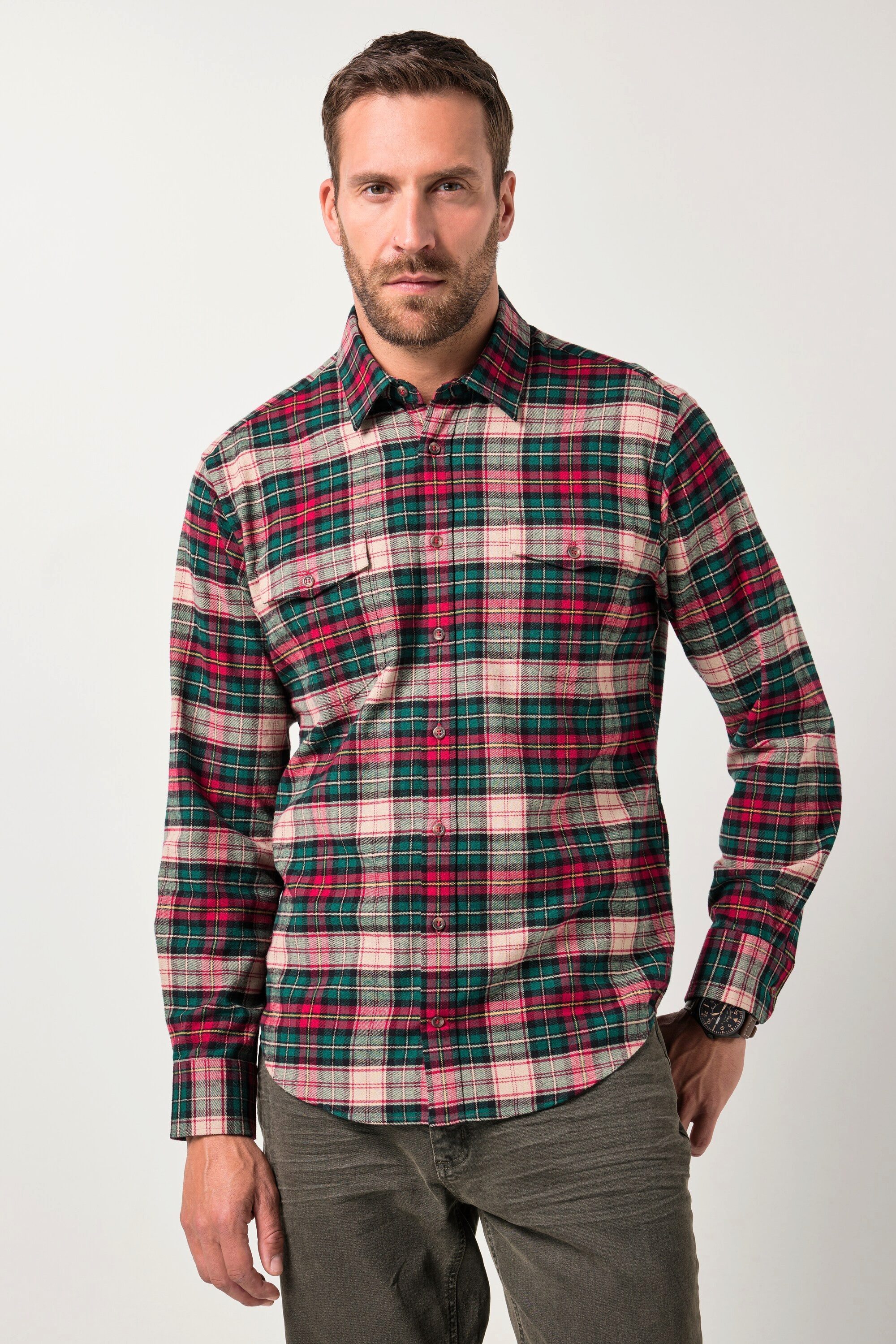 JP1880 Businesshemd JP1880 Karo-Flanellhemd Langarm Kentkragen