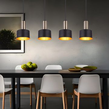 etc-shop LED Pendelleuchte, Leuchtmittel inklusive, Warmweiß, Design Decken Pendel Lampe SCHWARZ GOLD Wohn Ess Zimmer Beleuchtung
