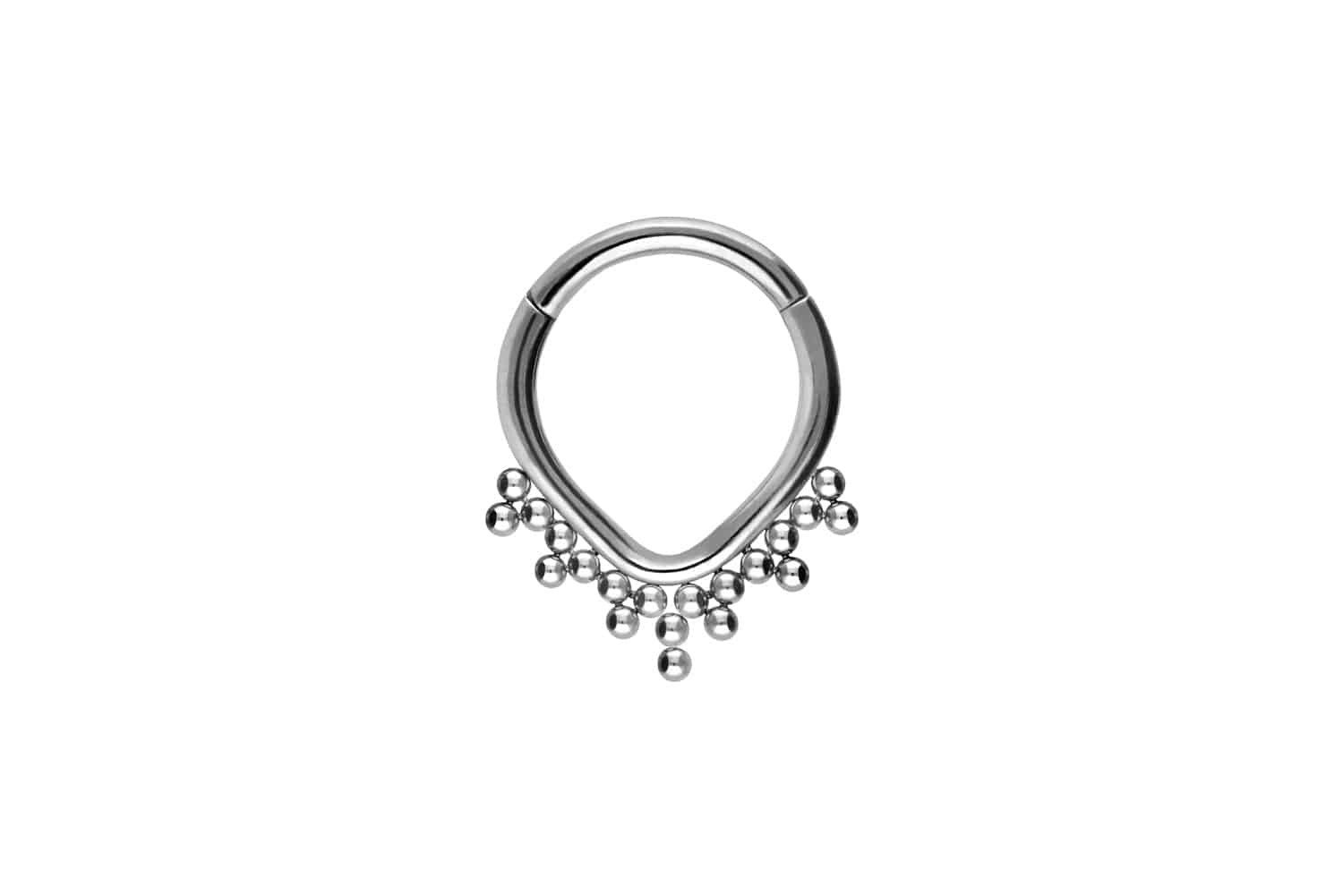 Piercing-Set Titan Segmentring Clicker TROPFEN + KUGELN