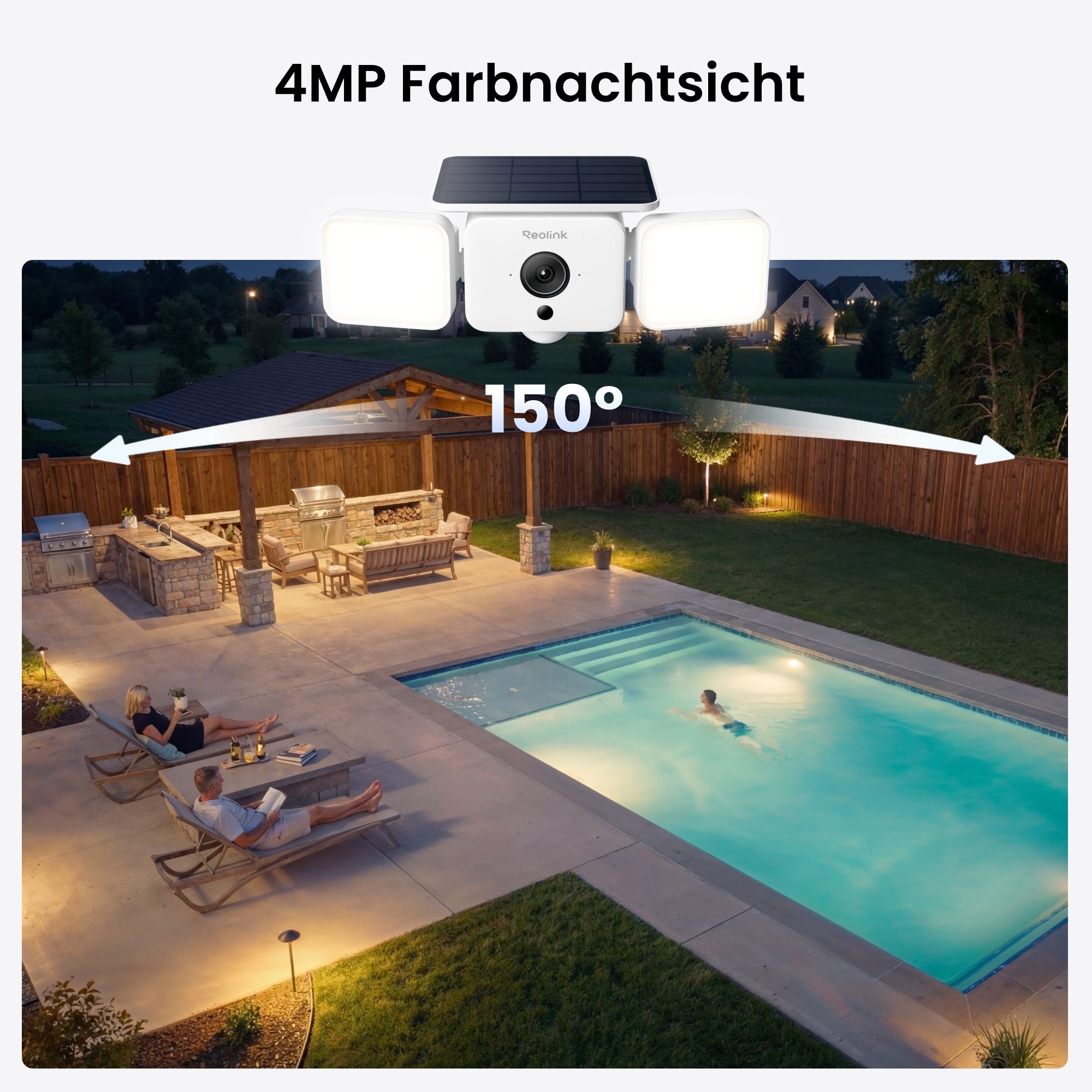 Reolink Überwachungskamera Solar Floodlight Cam - 4MP Solar-WLAN-Kamera mit Batteriebetrieb (AuBenbereich, 1-tlg., SolarEase™ Laden, Ton- & Lichtalarm, Smart-Er – Bild 5 von 5