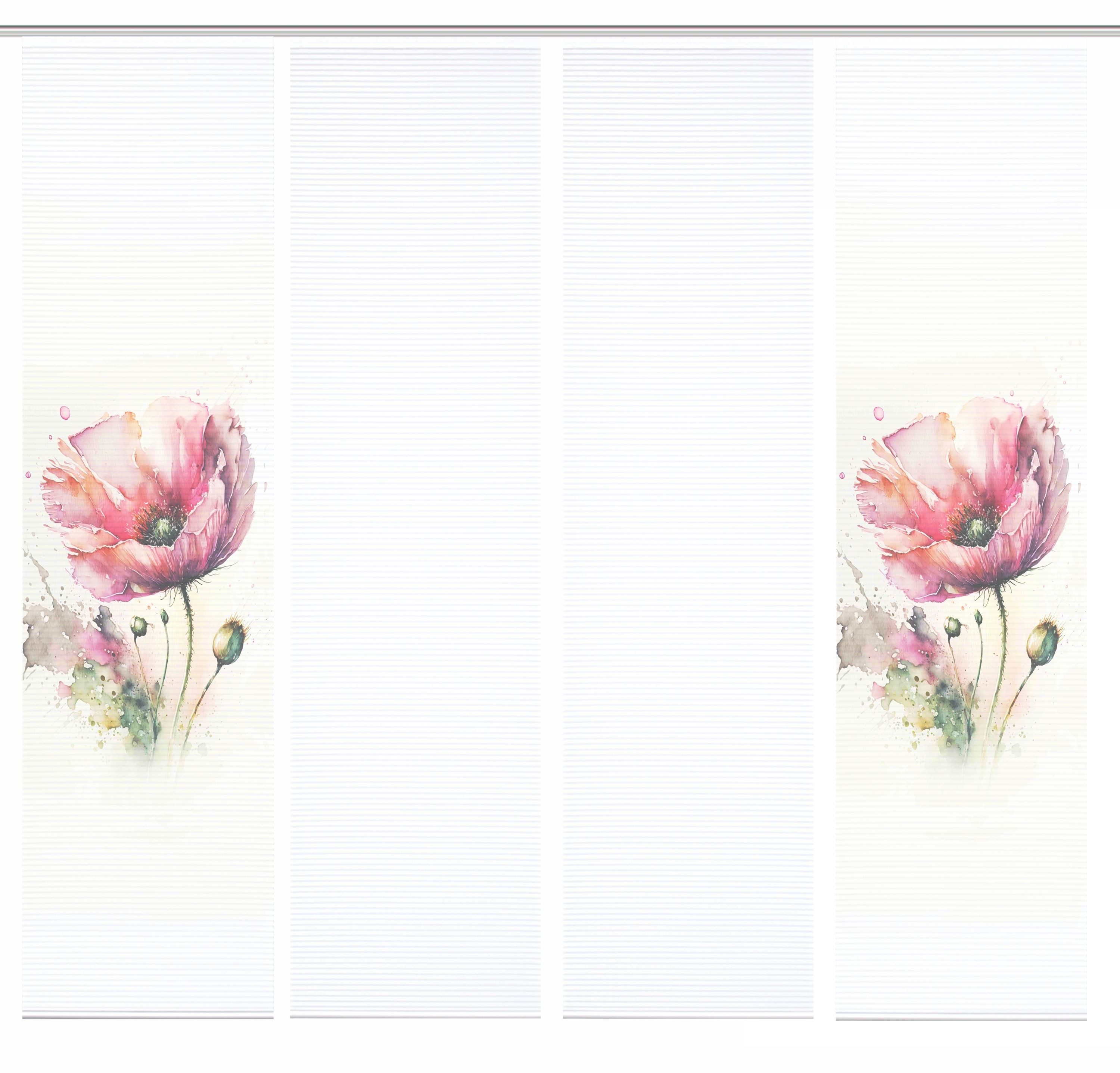 HOME WOHNIDEEN Schiebegardine HIG Schiebegardine MELIORA, recycelt, Moonblume auf Bambusoptik 245x60 (4 St), halbtransparent, Polyester (recycelt) Polyester