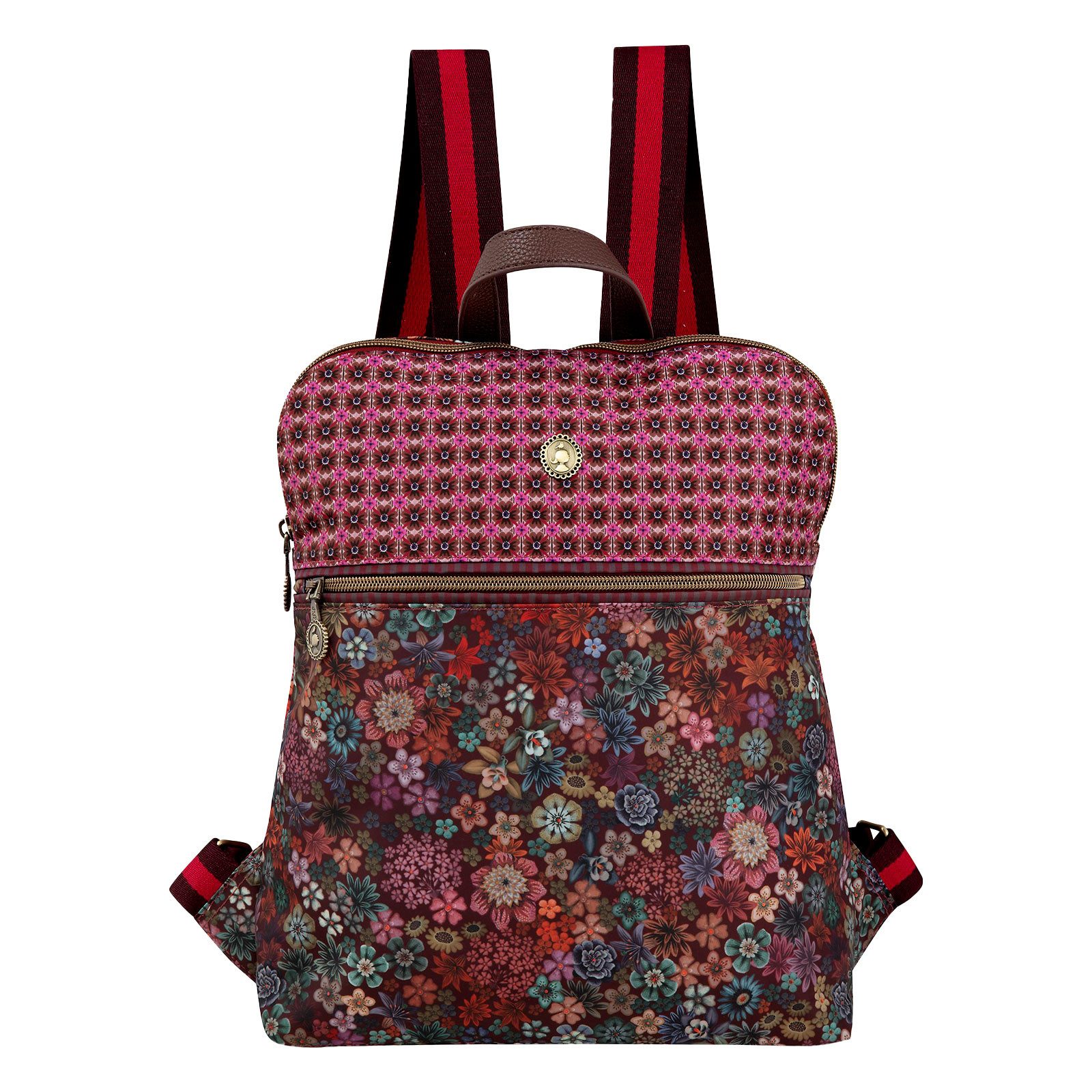 PiP Studio Rucksack Finlee Backpack Tutti i Fiori, mit Markenlogo aus Metall auf der Vorderseite