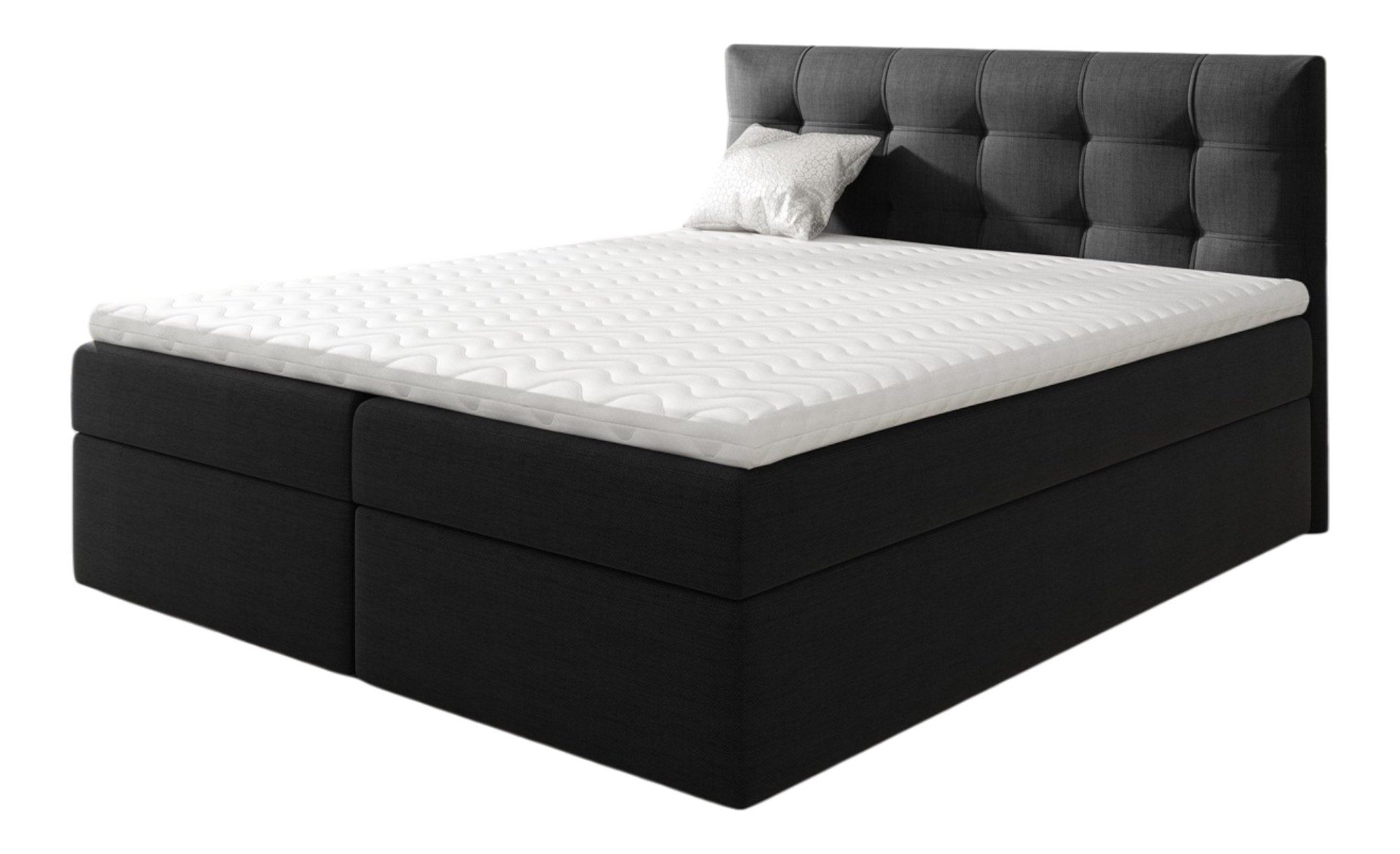Fun Möbel Boxbett Schlafzimmerbett OVIEDO Stoff Schwarz (inkl. Bettkasten, 1-St., inkl. Kaltschaumtopper), inkl. Topper