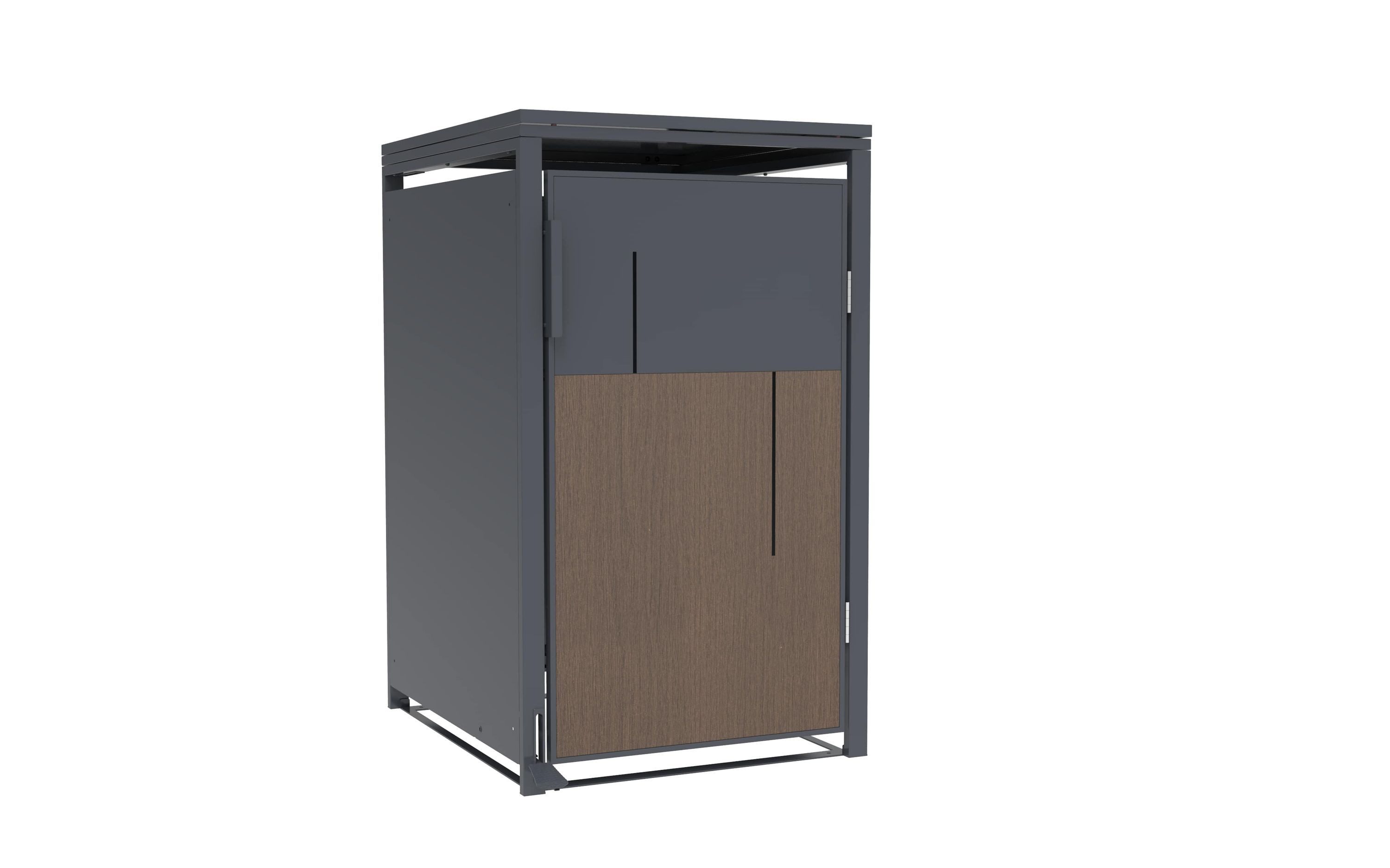 POOL ROYAL Mülltonnenbox JGBF254 (Anthrazit mit Holzoptik), für 1 Mülltonne bis 240L wetterfest mit Pedal zum öffnen