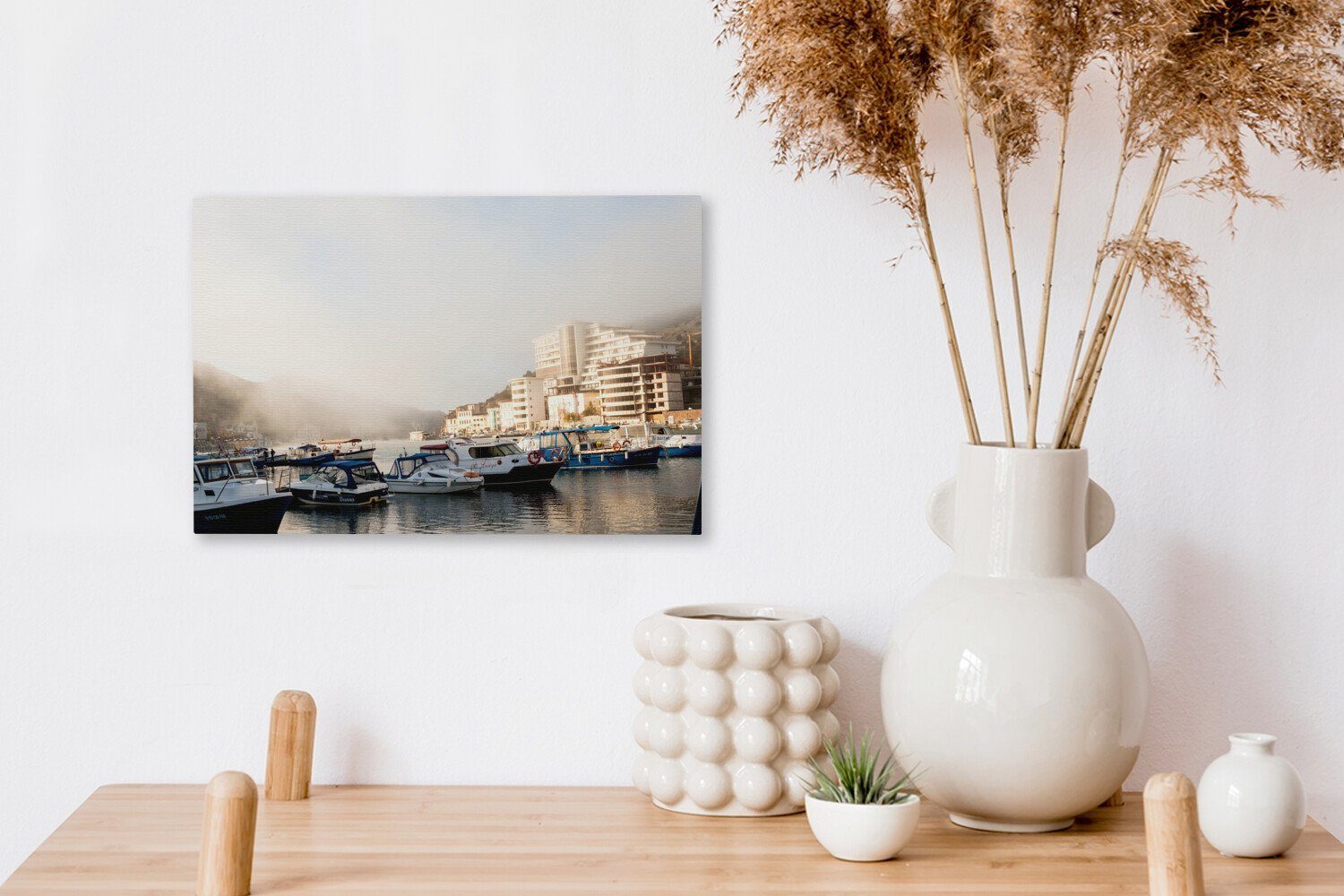 Hafen Sebastopol OneMillionCanvasses® dem Aufhängefertig, Wanddeko, Nebel über Leinwandbilder, von cm St), (1 Leinwandbild Wandbild 30x20 Krim, auf der