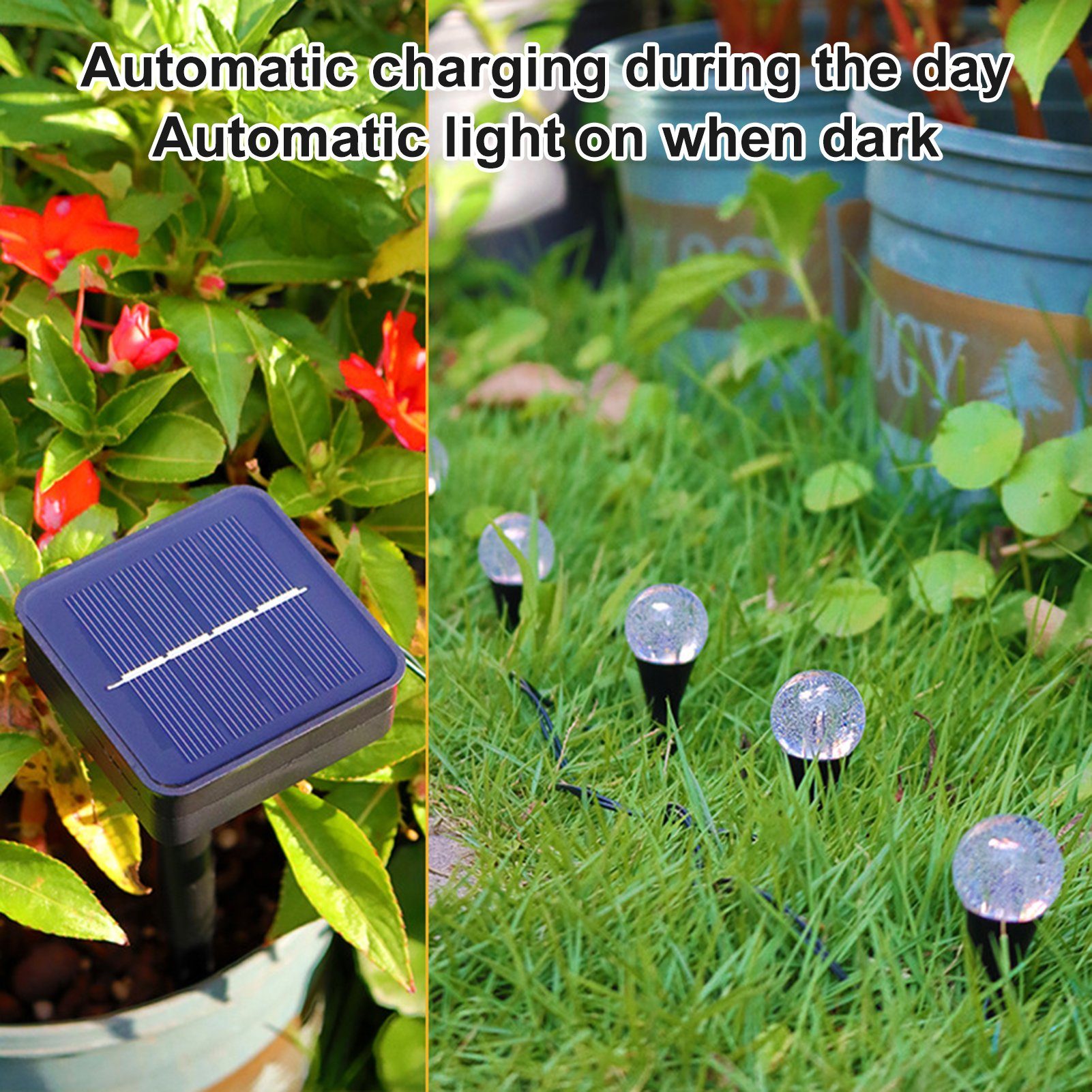 wechselbar, Garten Solarlampen,Wasserdichte Solar LED Tageslichtweiß Garten Rutaqian draußen, 10LED als Leuchten Gartenleuchte Deko