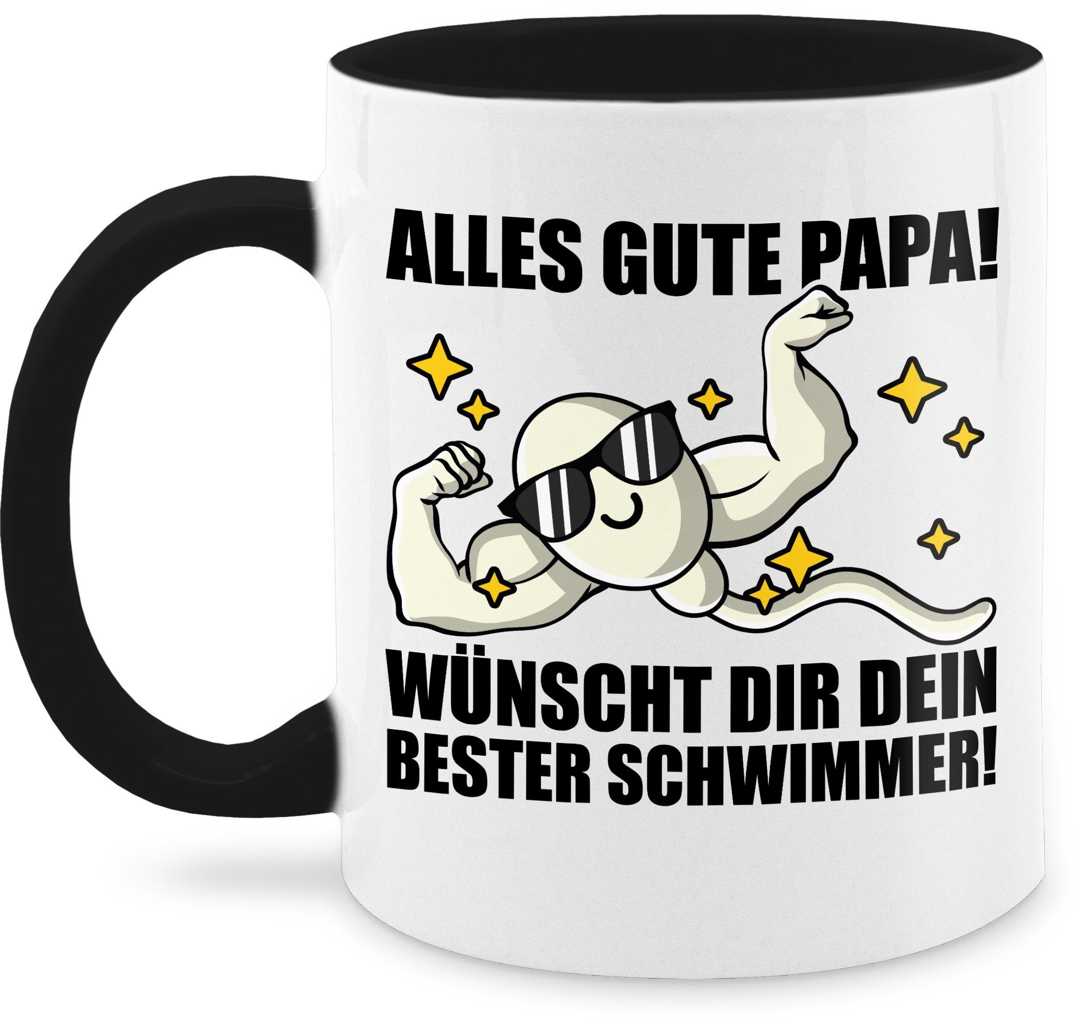 Papa! - Schwarz schwarz, dir Vatertag bester Alles Tasse Schwimmer Shirtracer Wünscht 1 Gute Keramik, Kaffeetasse Geschenk dein