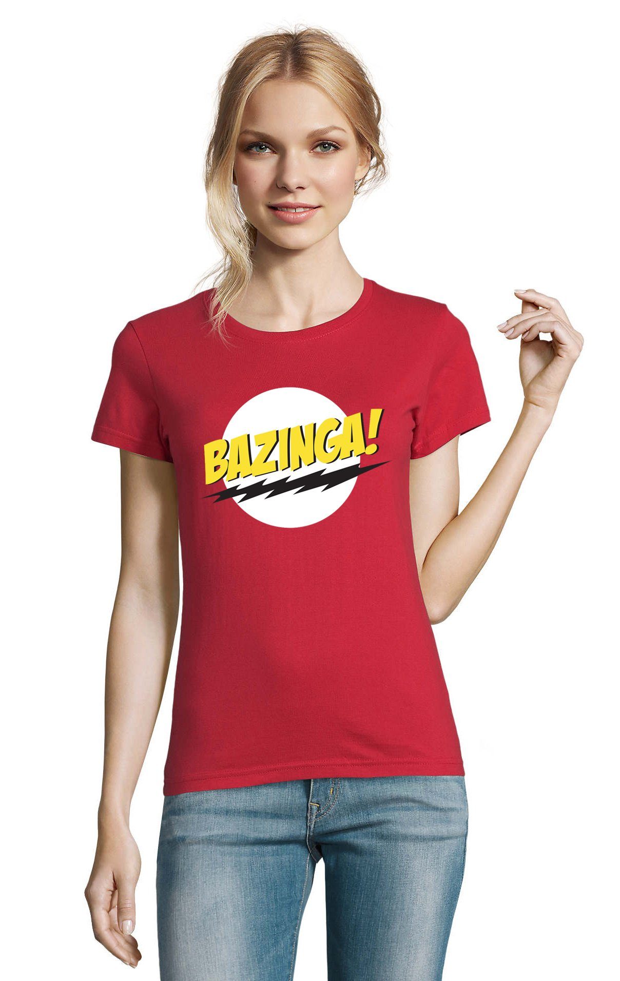 Blondie & Brownie T-Shirt Damen Bazinga Logo Sheldon Big Bang Theorie
