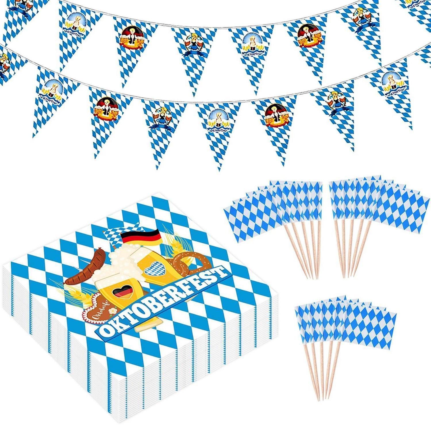 LuxusKollektion Wimpelkette Oktoberfest Wimpelkette 8m Blau Weiß