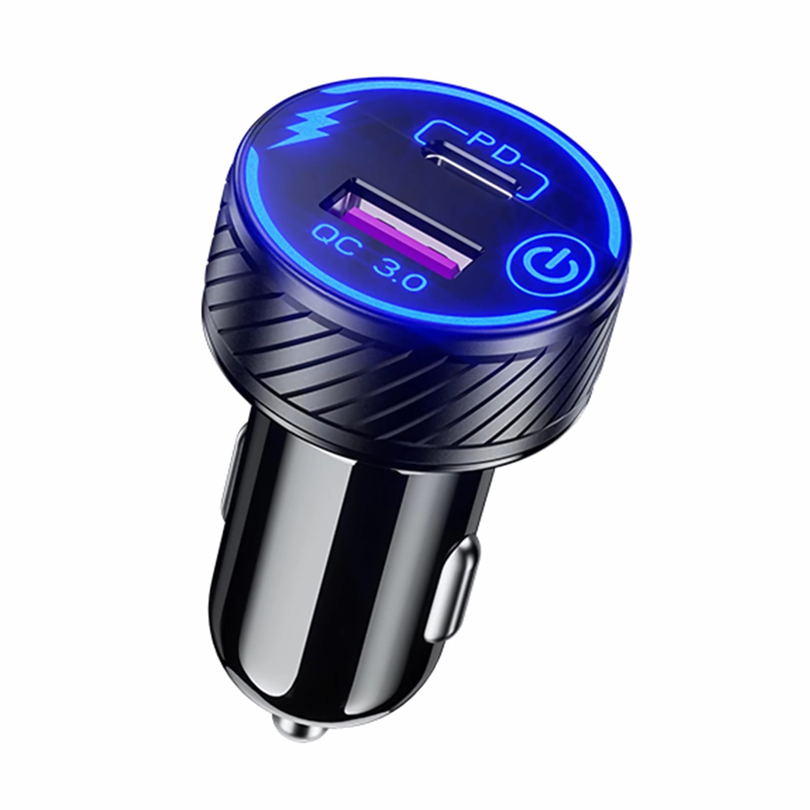 Bolwins L50C 12-24V Zigarettenanzünder Verteiler Auto Ladegerät USB, Typ-C PD USB-Ladegerät (5000 mA, Packung, 1-tlg., 1x Zigarettenanzünder Verteiler mit USB QC3.0 & USB-C PD, Schnellladen QC3.0 & PD 30W, Touch-Ein/Aus-Schalter)