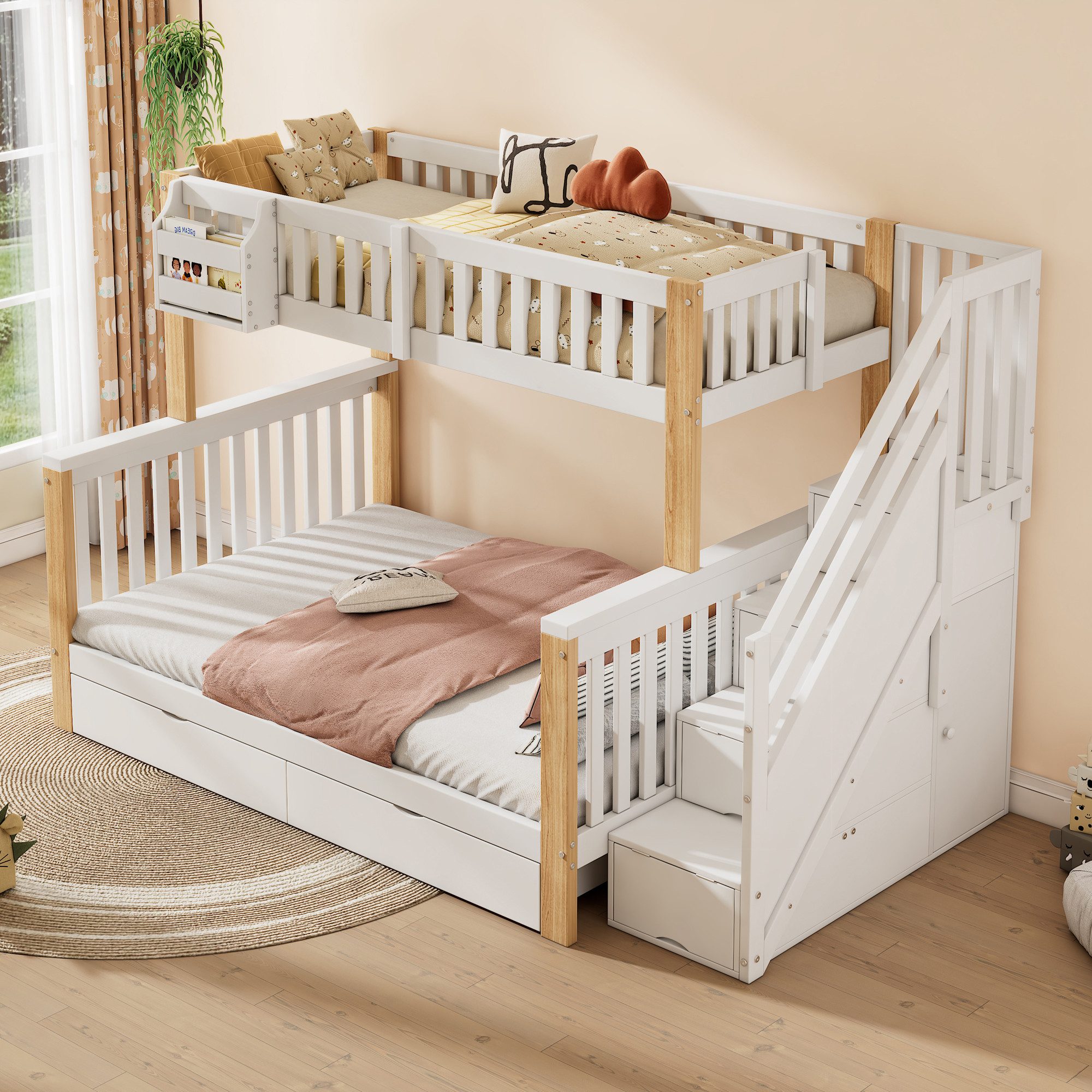 Odikalo Kinderbett Etagenbett Doppelbett Ablagekorb Schublade Treppenschran günstig online kaufen