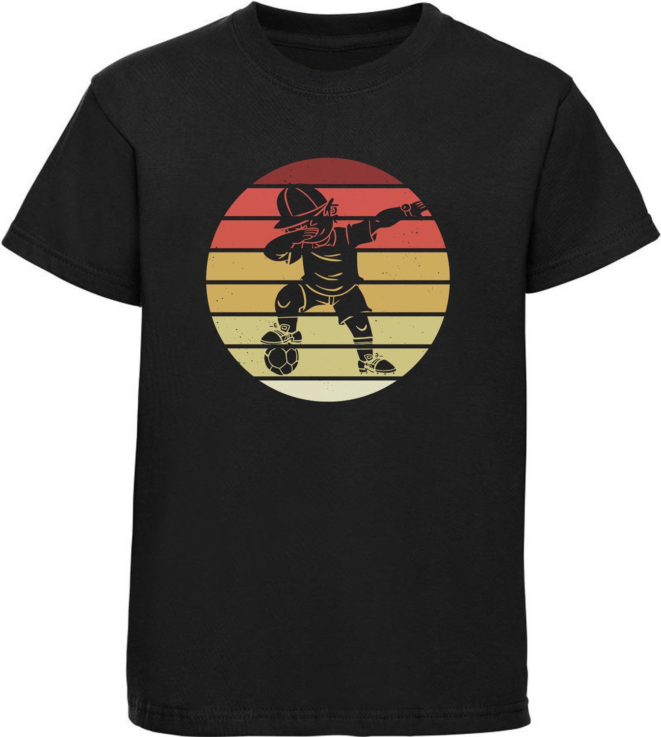 T-Shirt Kinder Fussball Print Shirt - Dab tanzender Fussballer im Retro Look