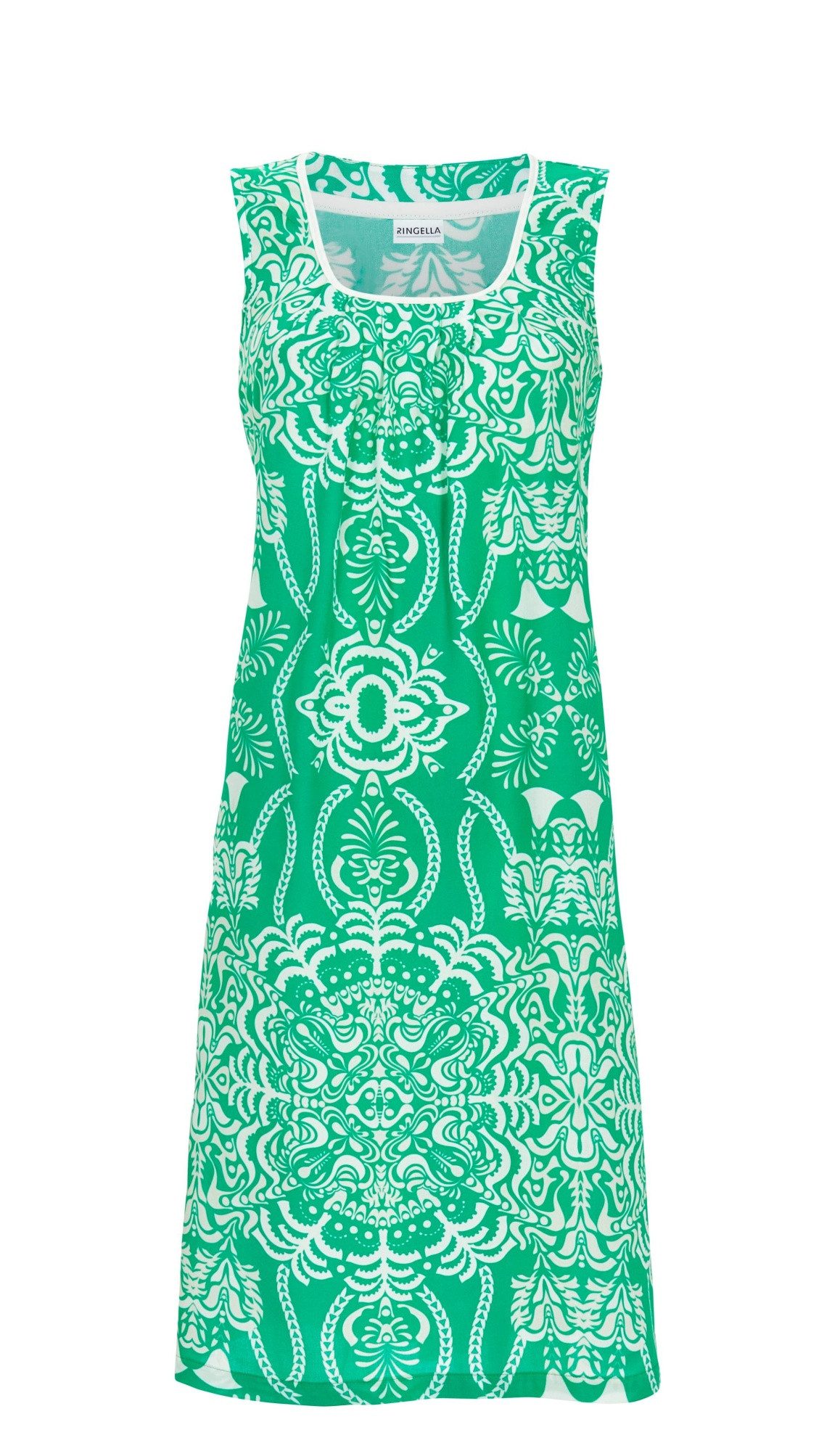 Ringella Sommerkleid im Ornament-Alloverprint mit Biesen am Ausschnitt aus weicher Baumwolle/Modal-Mischung