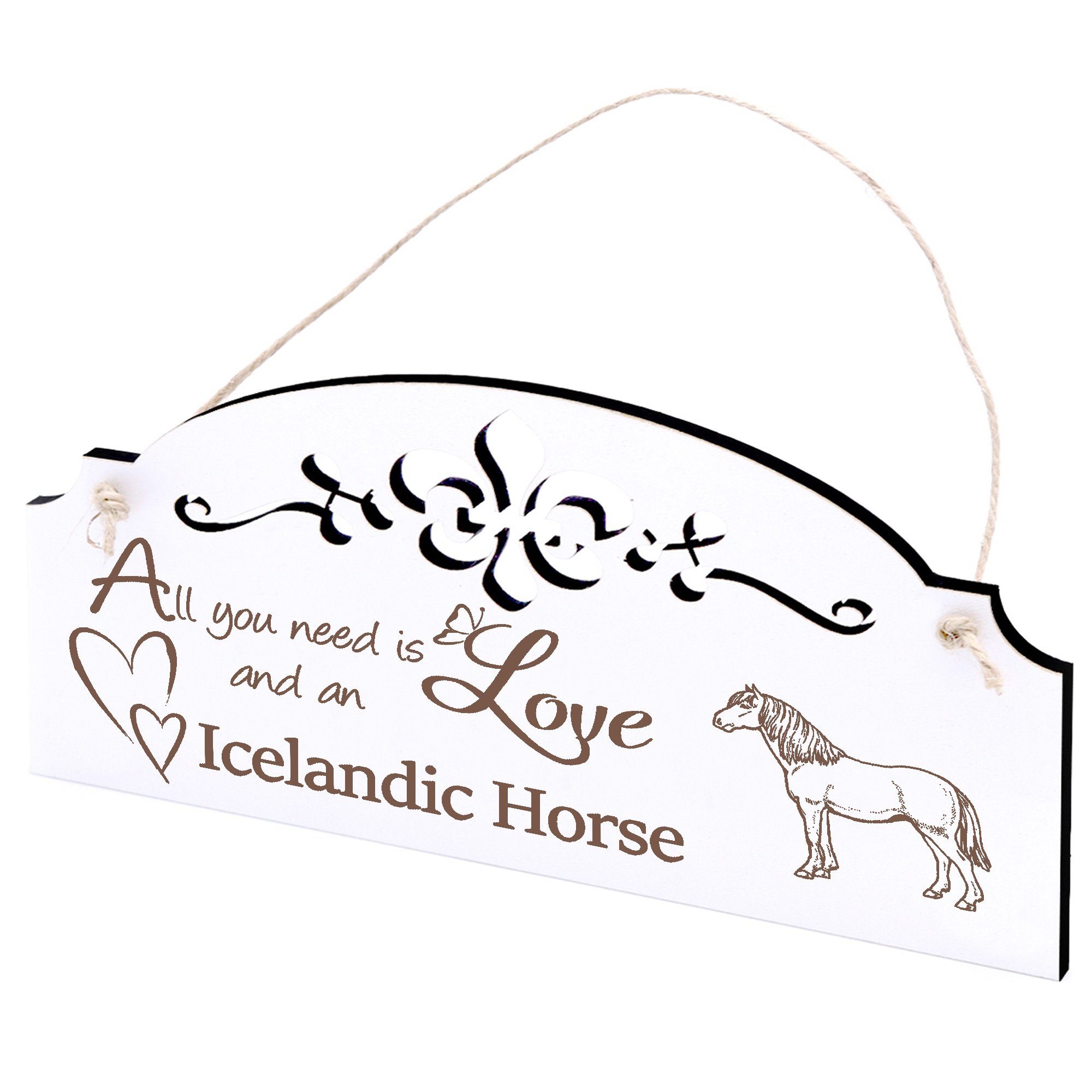 Dekolando Hängedekoration Islandpferd Isländer Pferd Deko 20x10cm All you need is Love